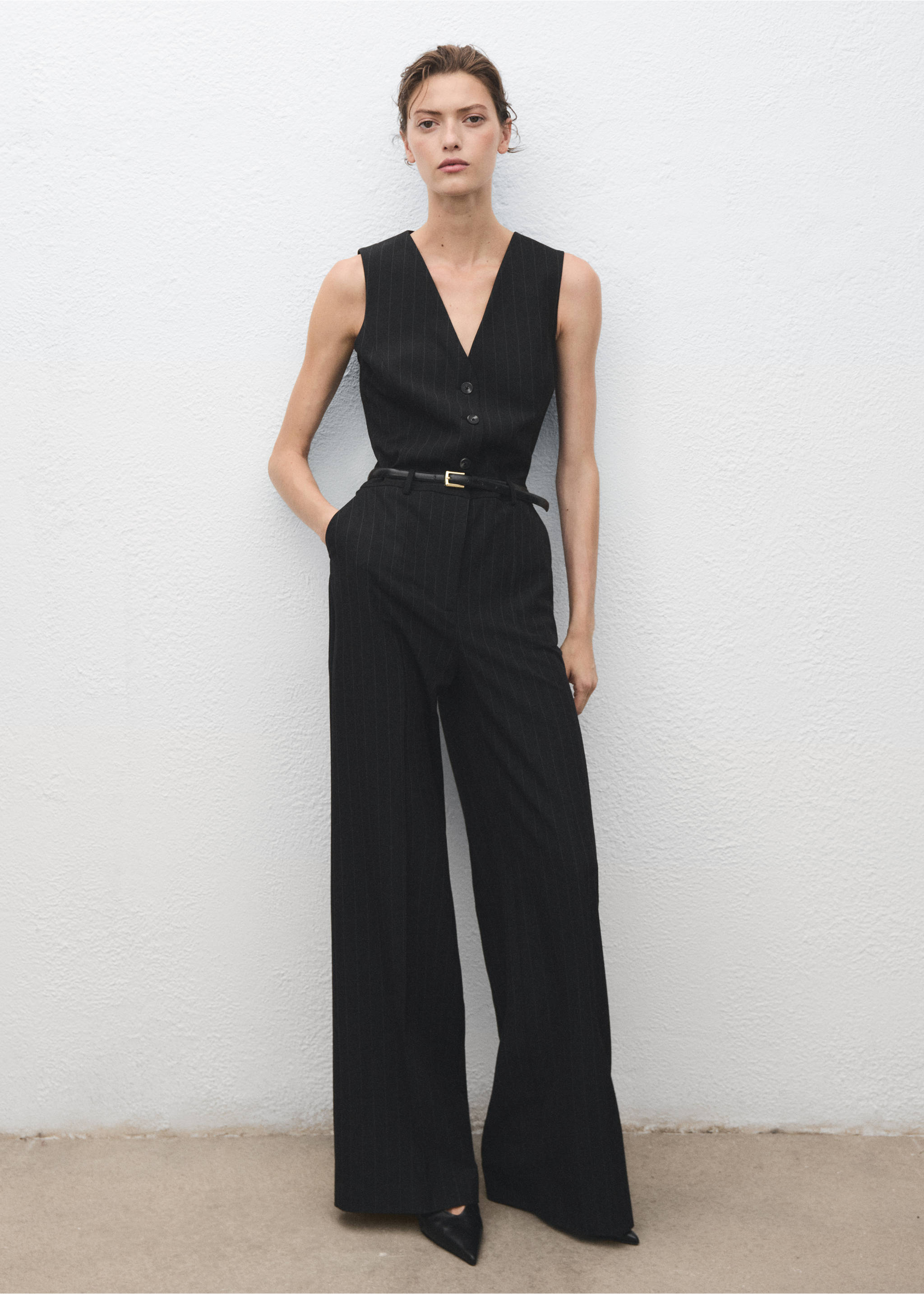 Pinstripe jumpsuit with belt - General plane, Dark Navy. Ref: 17065818-00.