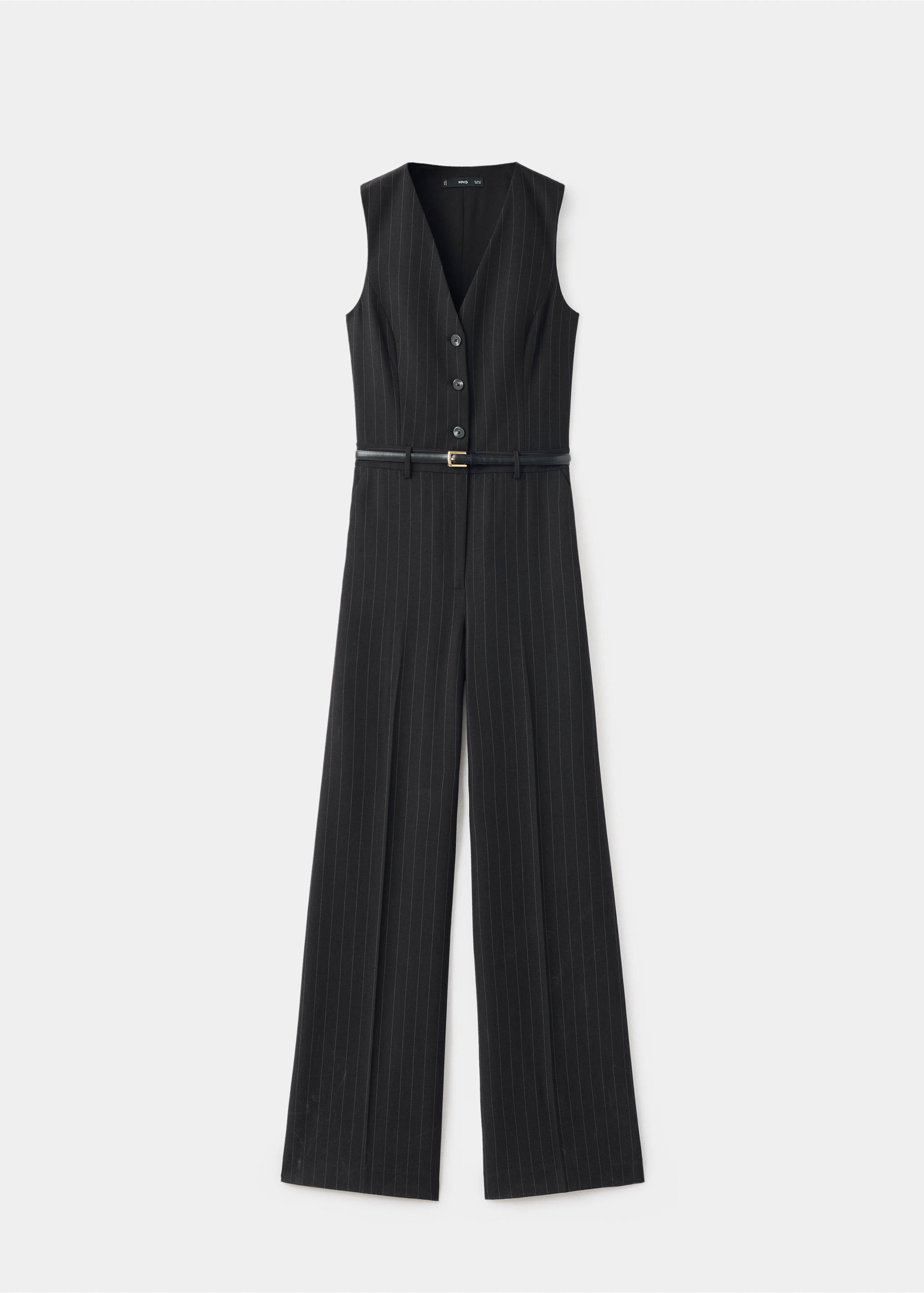 Pinstripe jumpsuit with belt - Article without model, Dark Navy. Ref: 17065818-00.