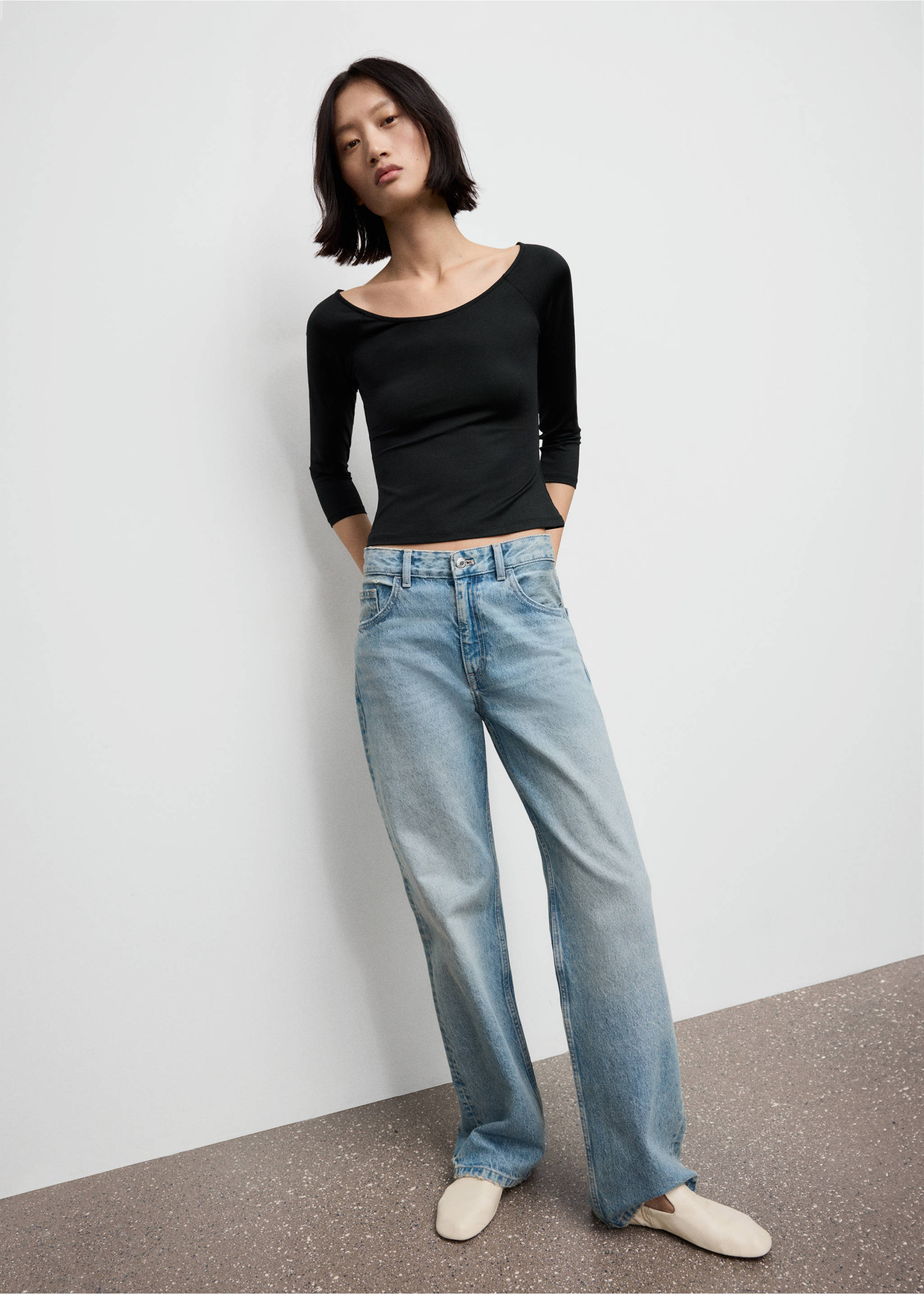 Three-quarter sleeve t-shirt - General plane, Black. Ref: 17065820-00.