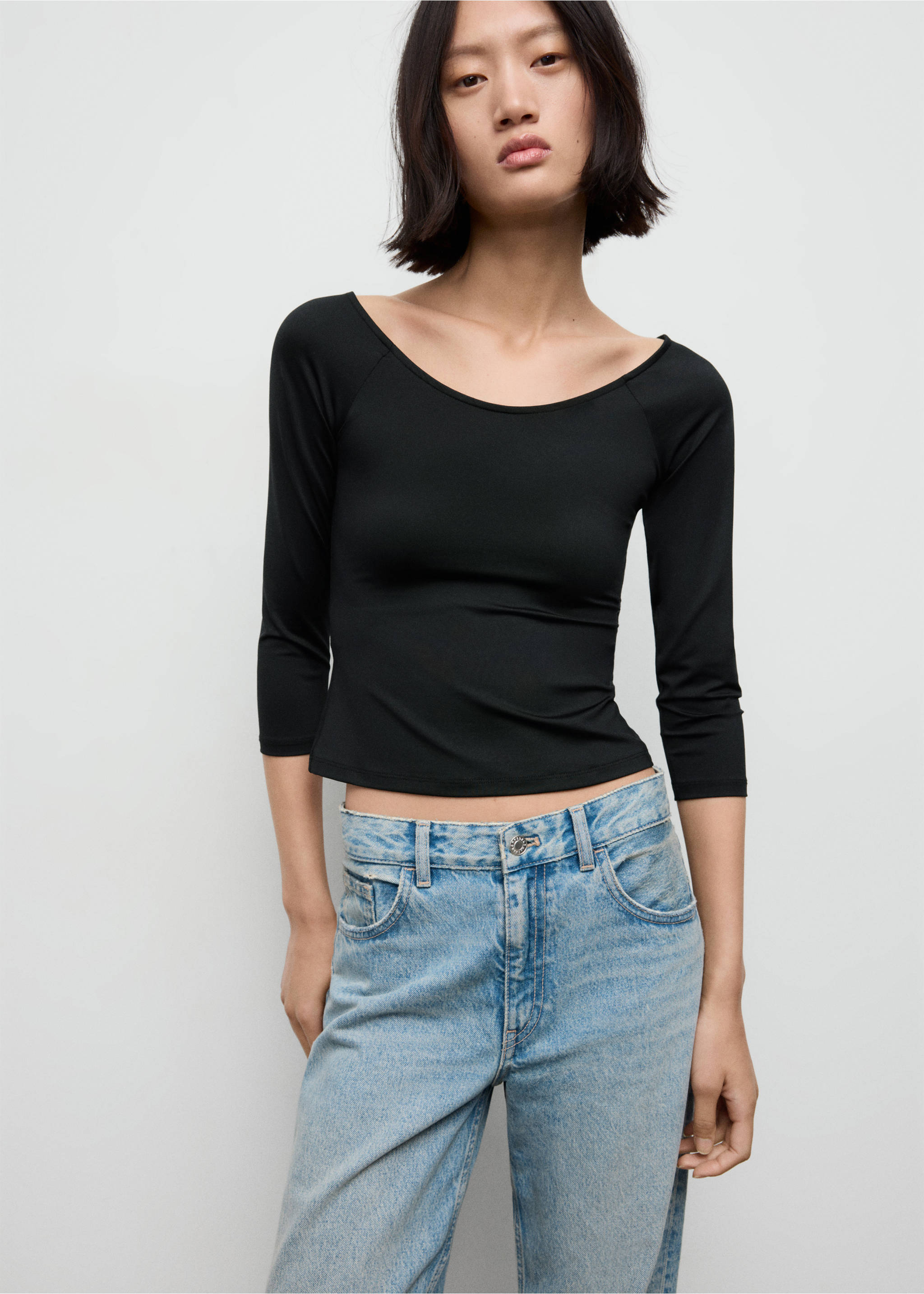 Three-quarter sleeve t-shirt - Medium plane, Black. Ref: 17065820-00.