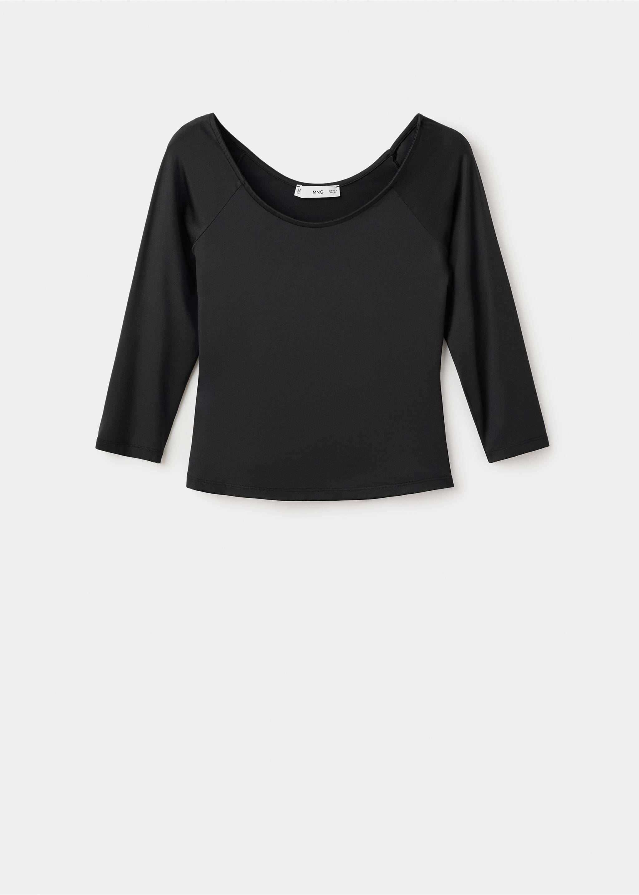 Three-quarter sleeve t-shirt - Article without model, Black. Ref: 17065820-00.