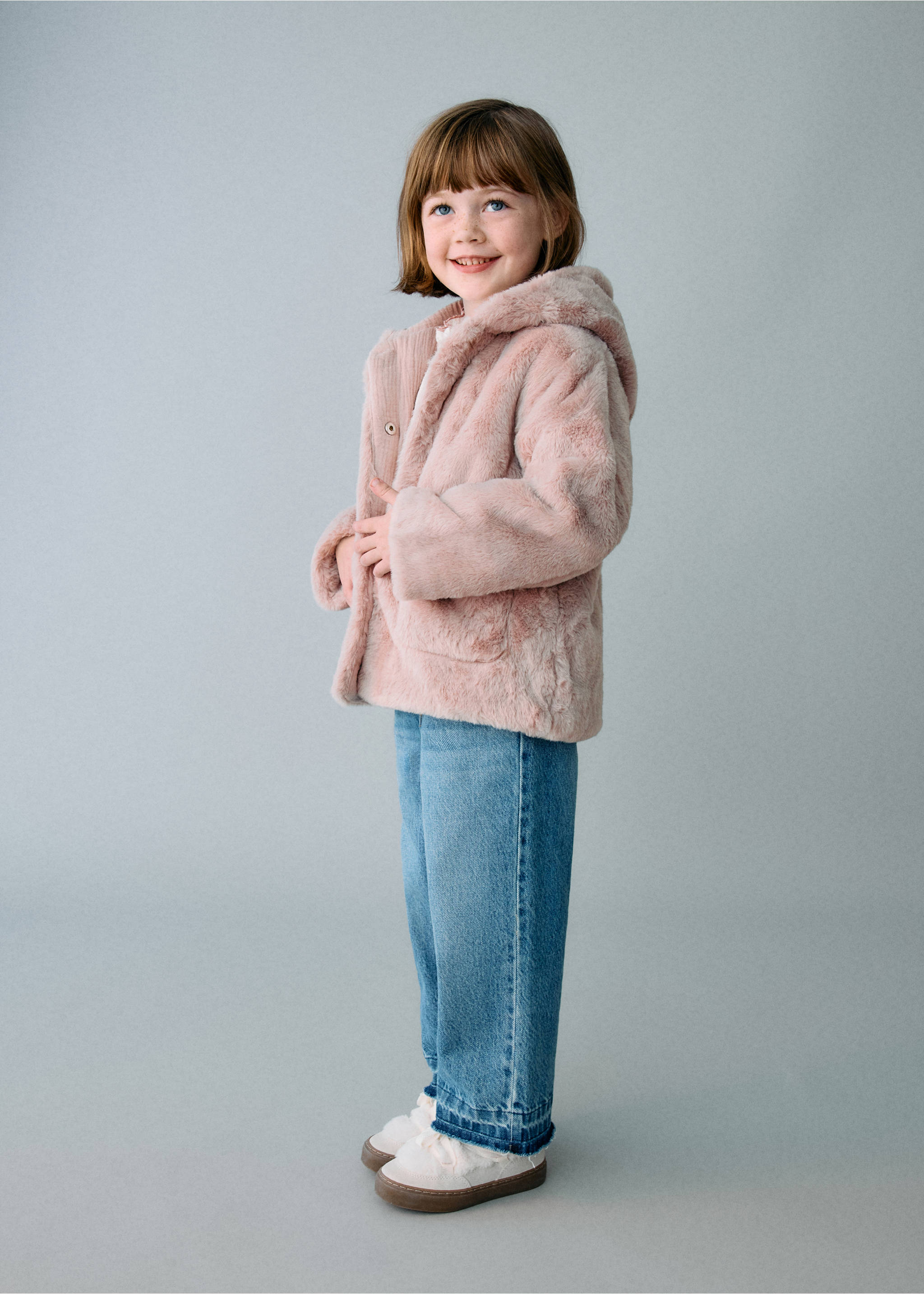 Hooded fur-effect coat - General plane, Pink. Ref: 17065969-00.