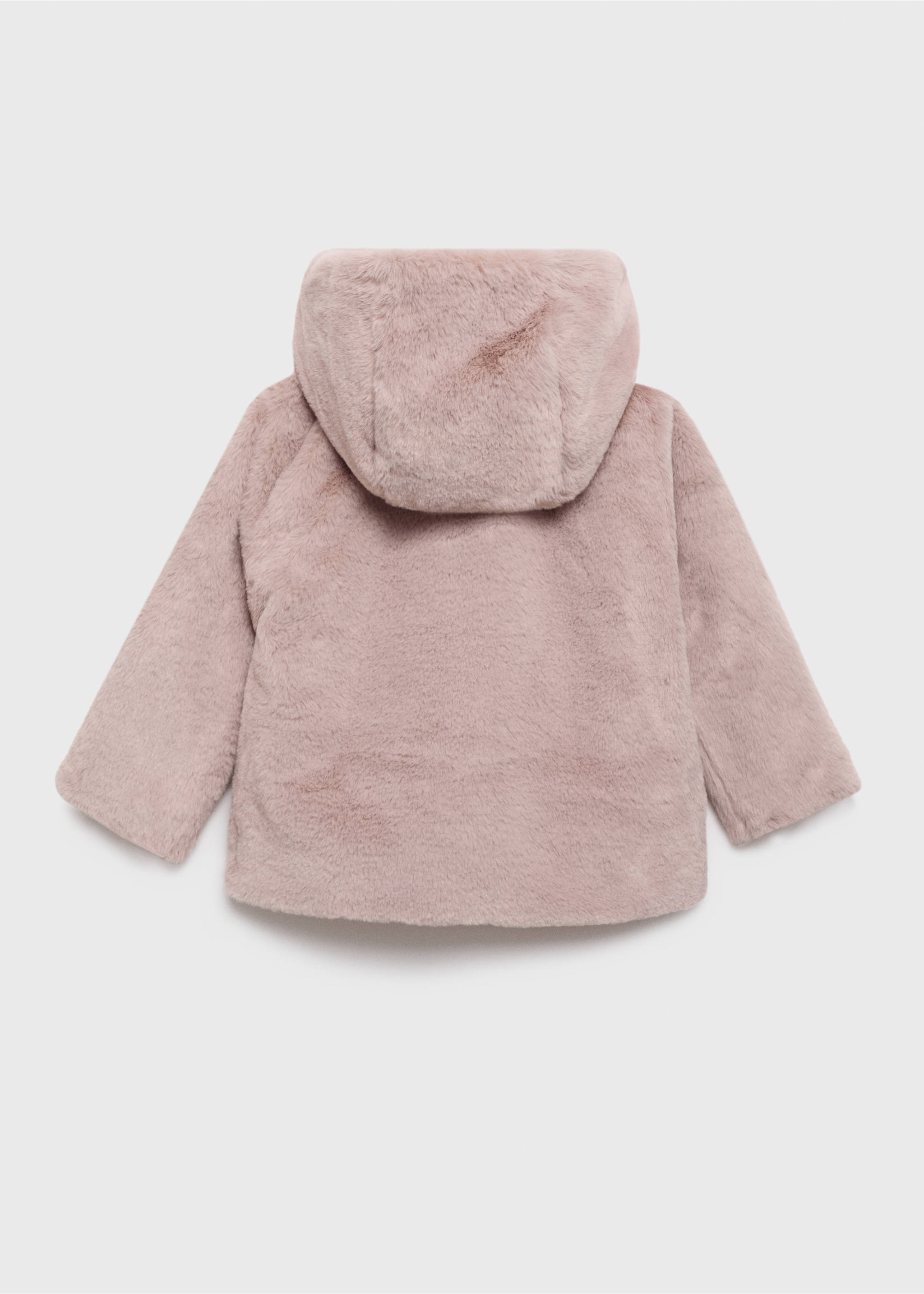 Hooded fur-effect coat - Reverse of the article, Pink. Ref: 17065969-00.