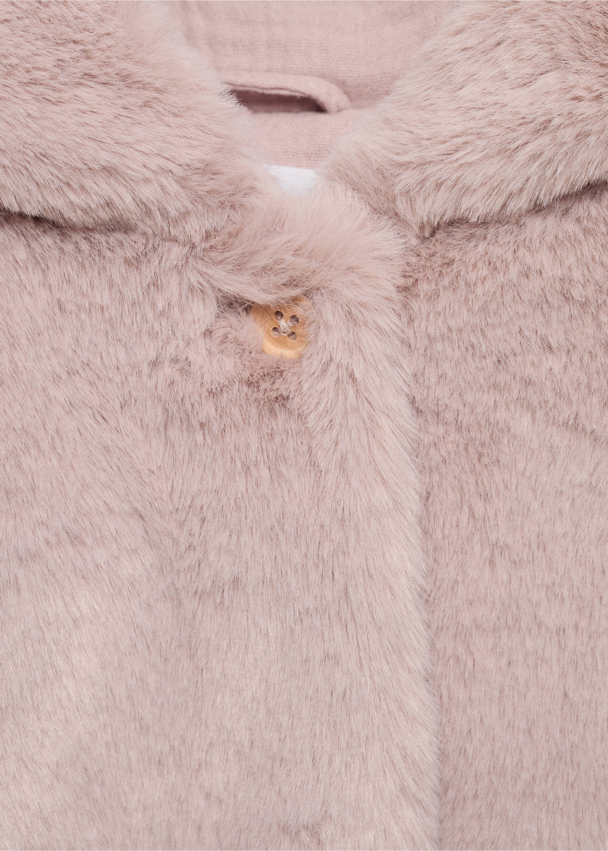 Hooded fur-effect coat - Details of the article 8, Pink. Ref: 17065969-00.