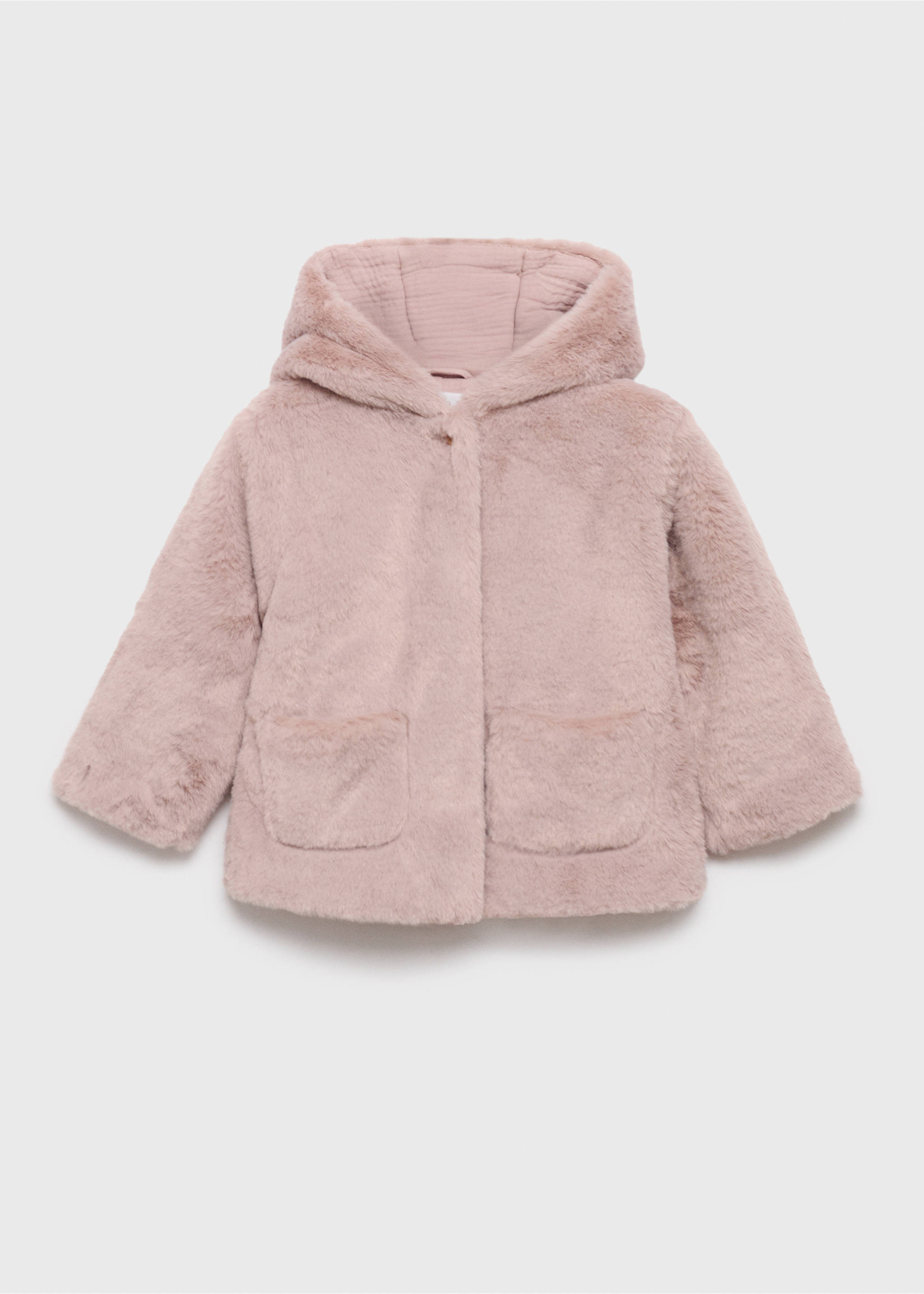 Hooded fur-effect coat - Article without model, Pink. Ref: 17065969-00.
