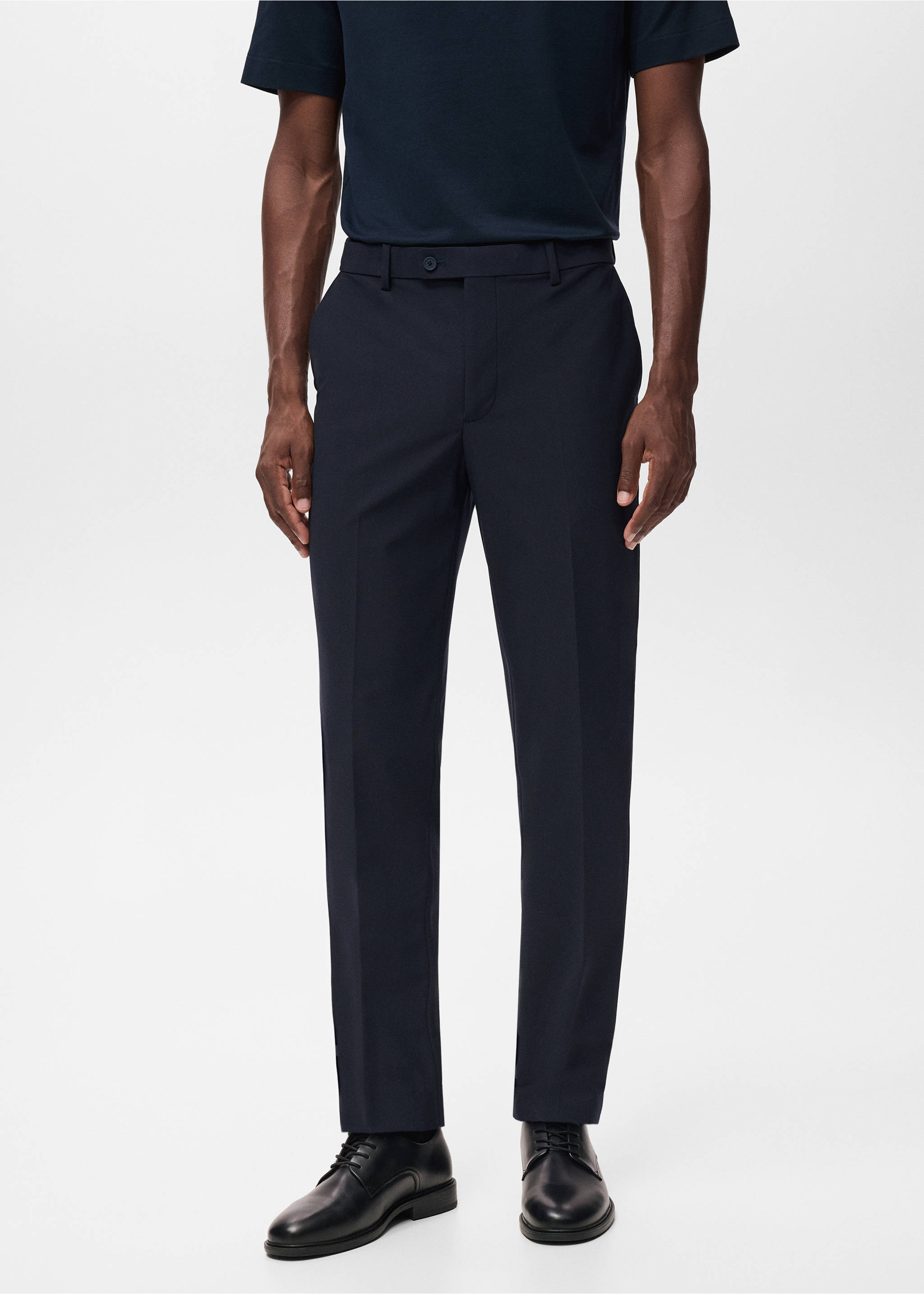 Zurich slim-fit Thermolite® suit trousers - Medium plane, Navy. Ref: 17065970-00.