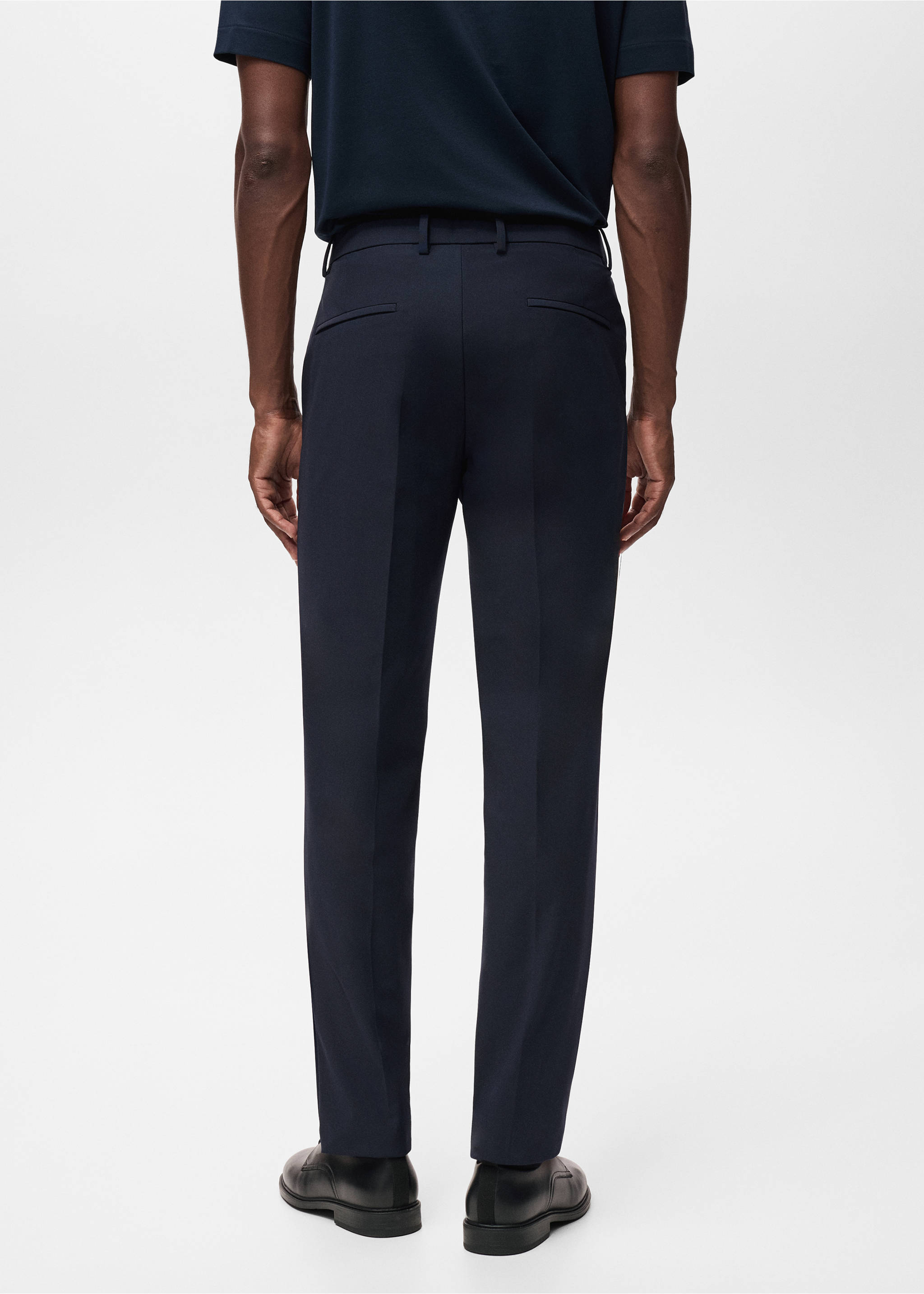 Zurich slim-fit Thermolite® suit trousers - Reverse of the article, Navy. Ref: 17065970-00.