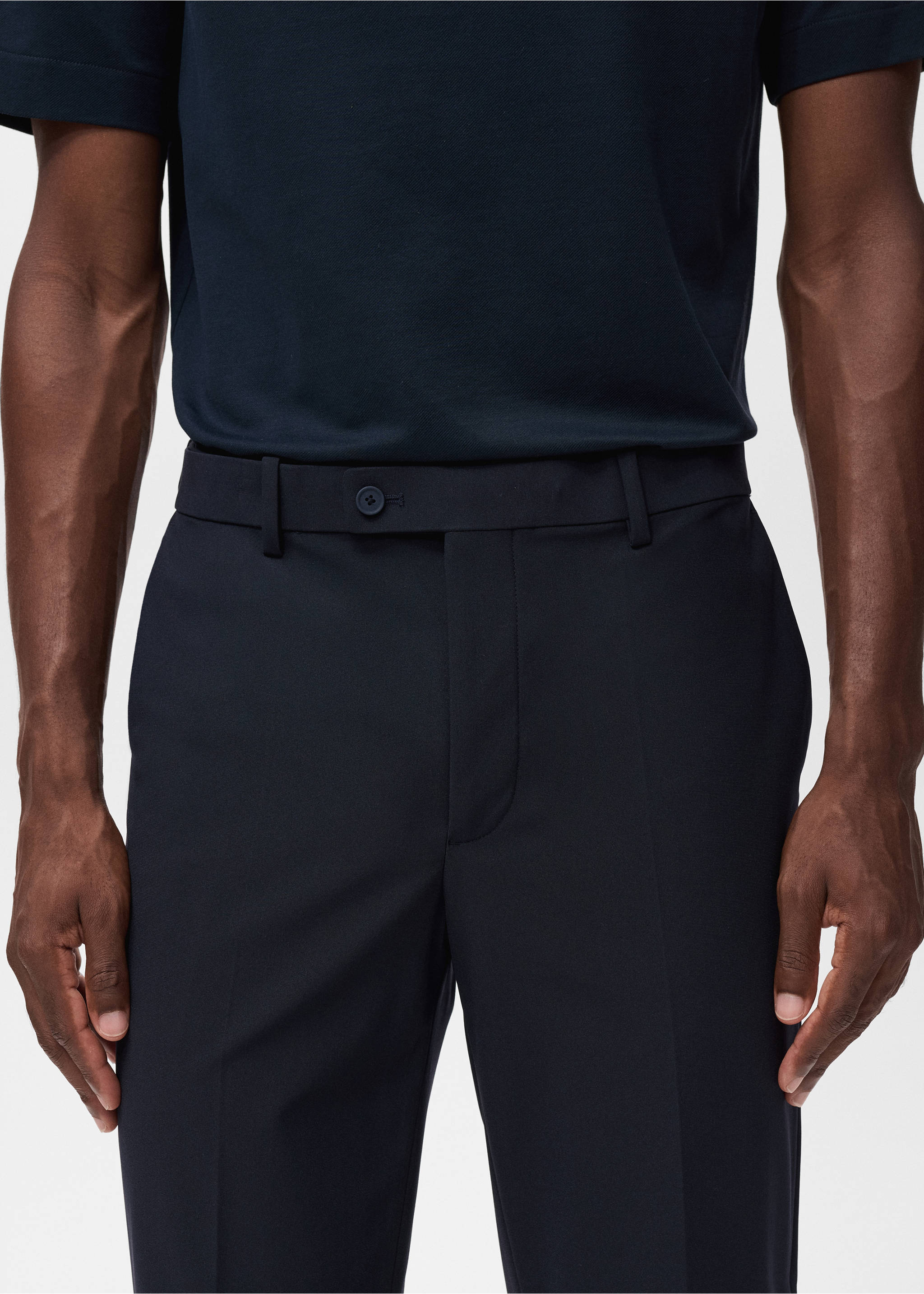Zurich slim-fit Thermolite® suit trousers - Details of the article 1, Navy. Ref: 17065970-00.