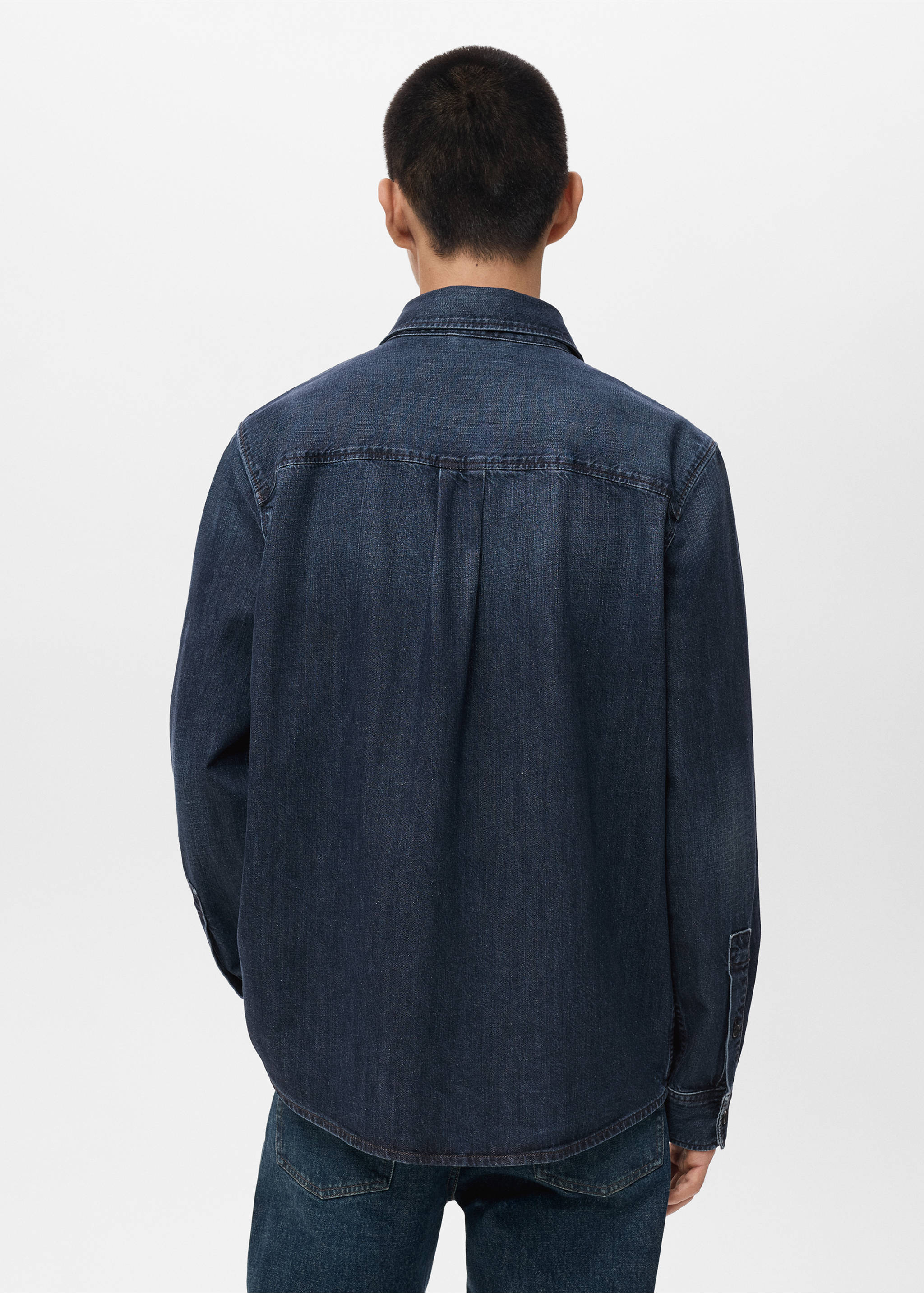 Pocket denim overshirt - Reverse of the article, Open Blue. Ref: 17065971-00.