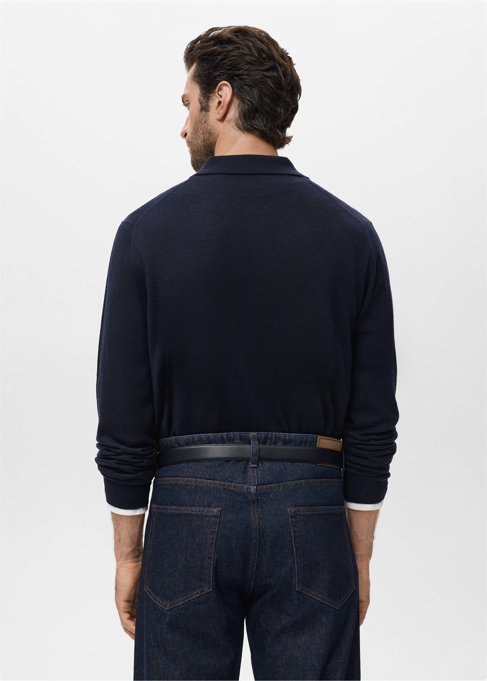 100% merino wool cardigan - Reverse of the article, Navy. Ref: 17065972-00.