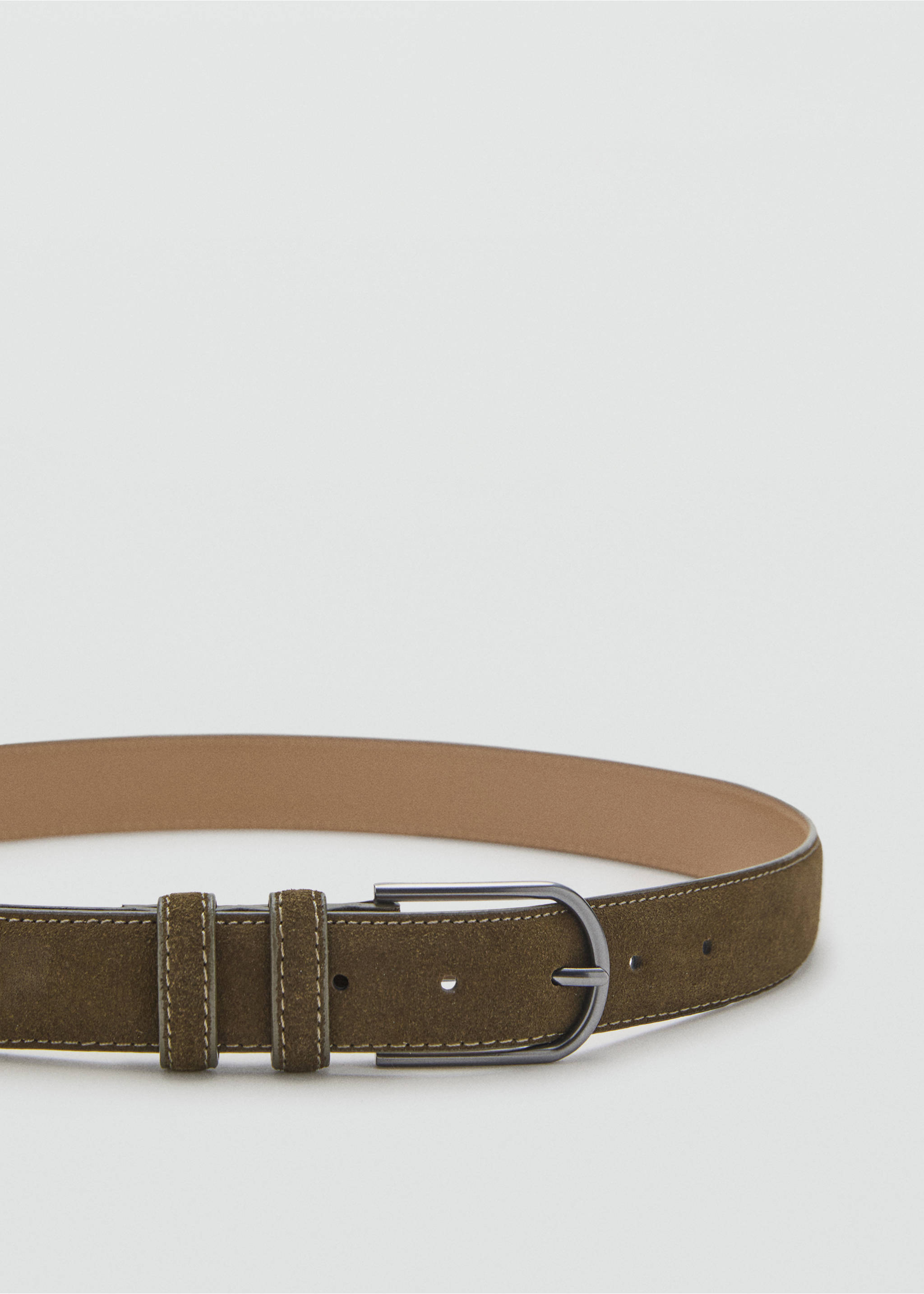 Suede leather belt - Details of the article 1, Khaki. Ref: 17065974-00.