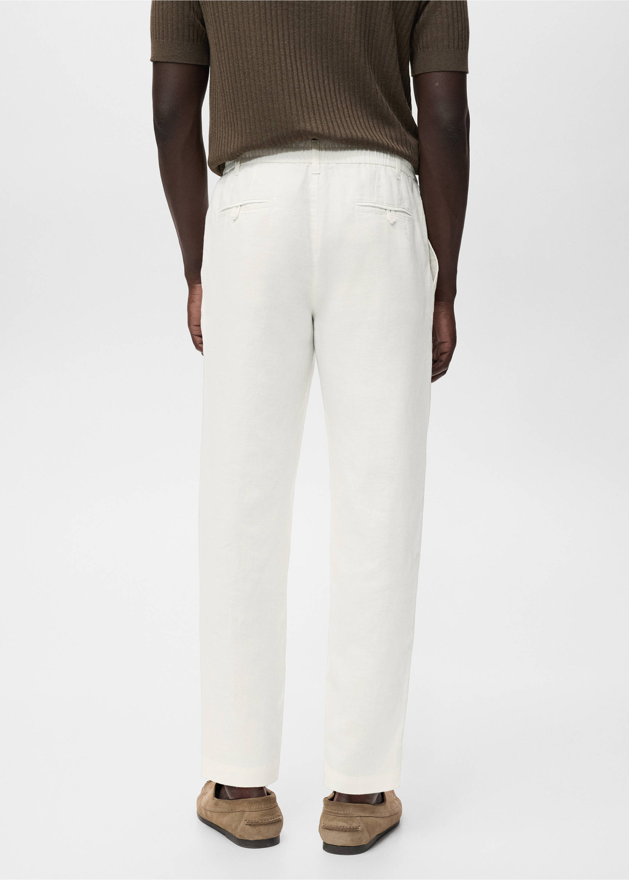 Slim-fit trousers with drawstring - Reverse of the article, White. Ref: 17065975-00.