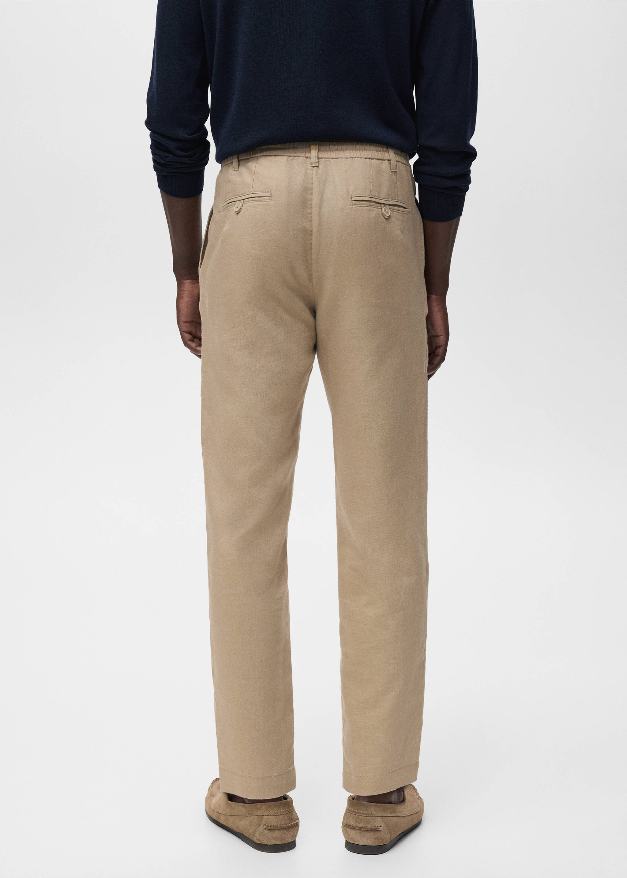 Slim-fit trousers with drawstring - Reverse of the article, Beige. Ref: 17065975-00.