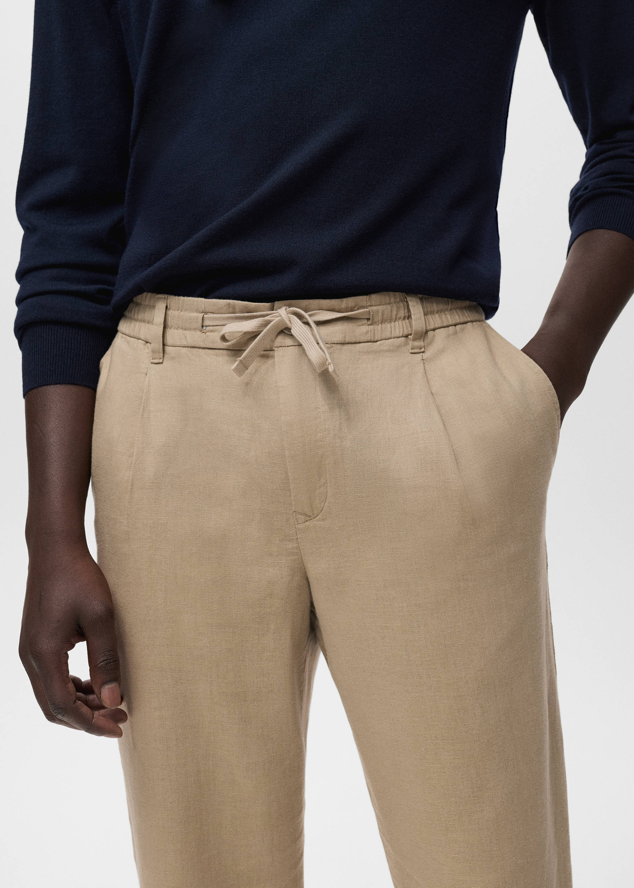 Slim-fit trousers with drawstring - Details of the article 1