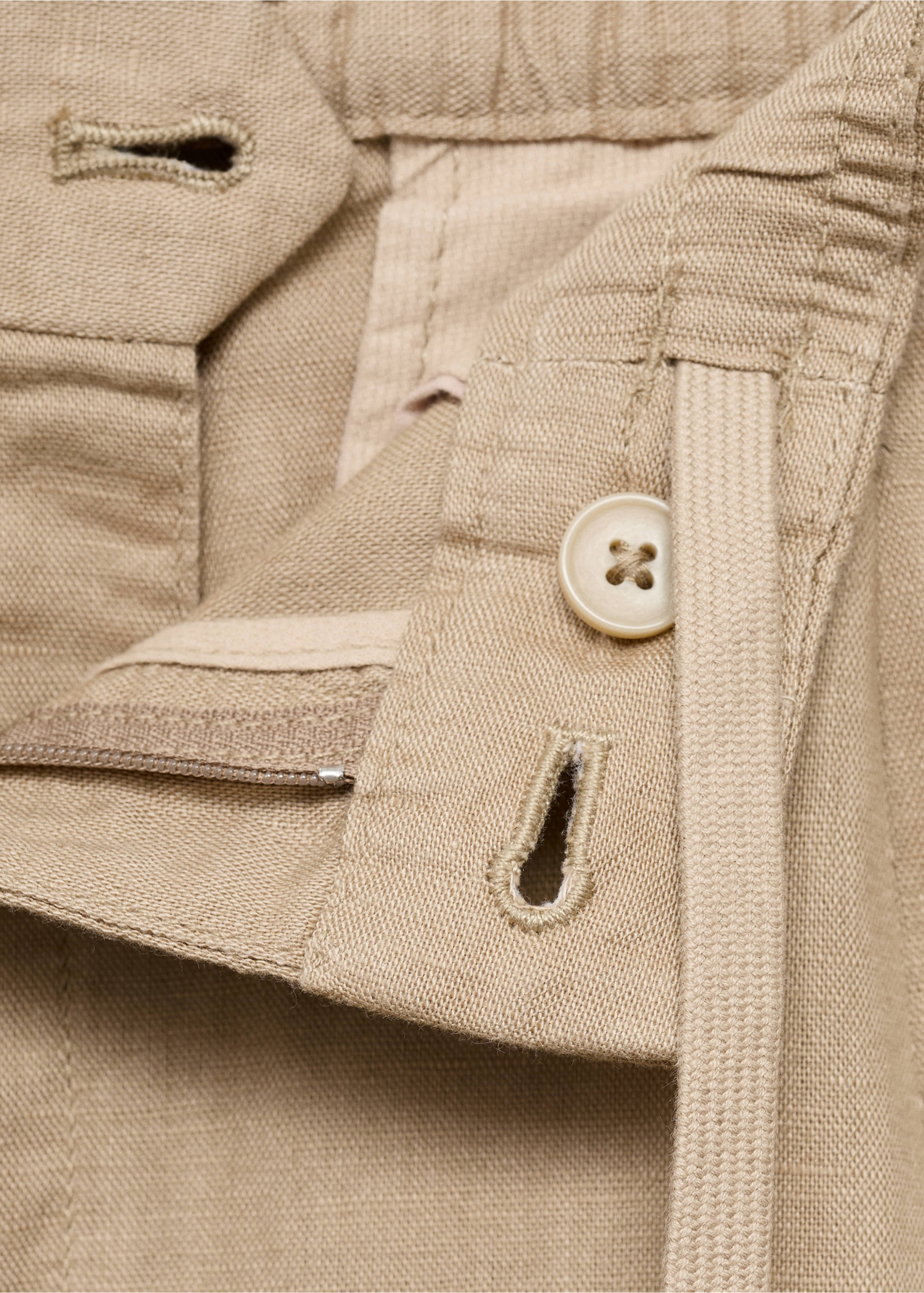 Slim-fit trousers with drawstring - Details of the article 0, Beige. Ref: 17065975-00.