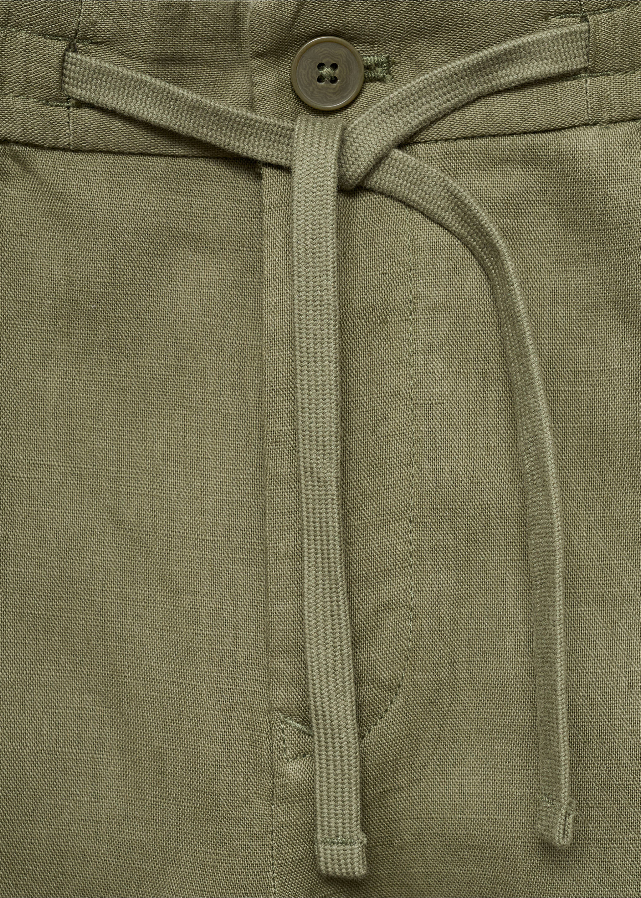 Slim-fit trousers with drawstring - Details of the article 8, Khaki. Ref: 17065975-00.