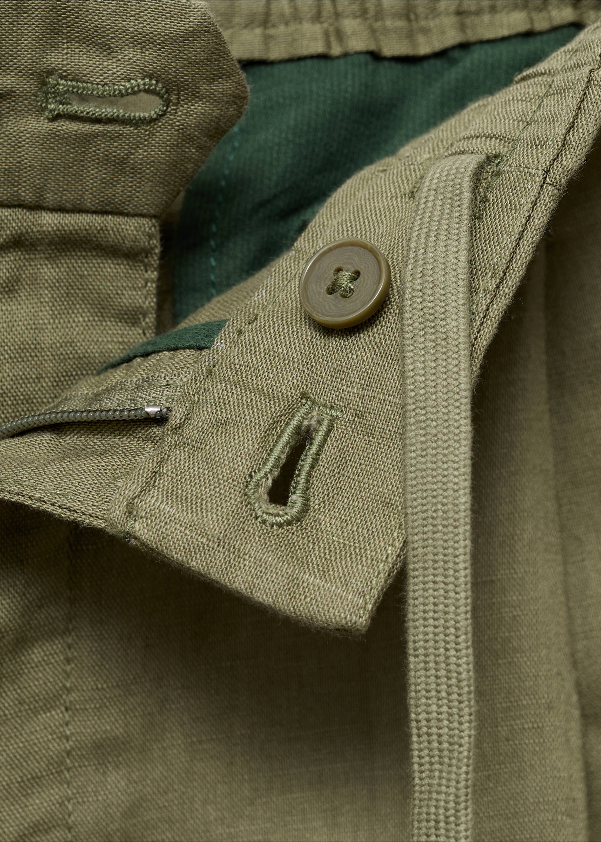 Slim-fit trousers with drawstring - Details of the article 0, Khaki. Ref: 17065975-00.