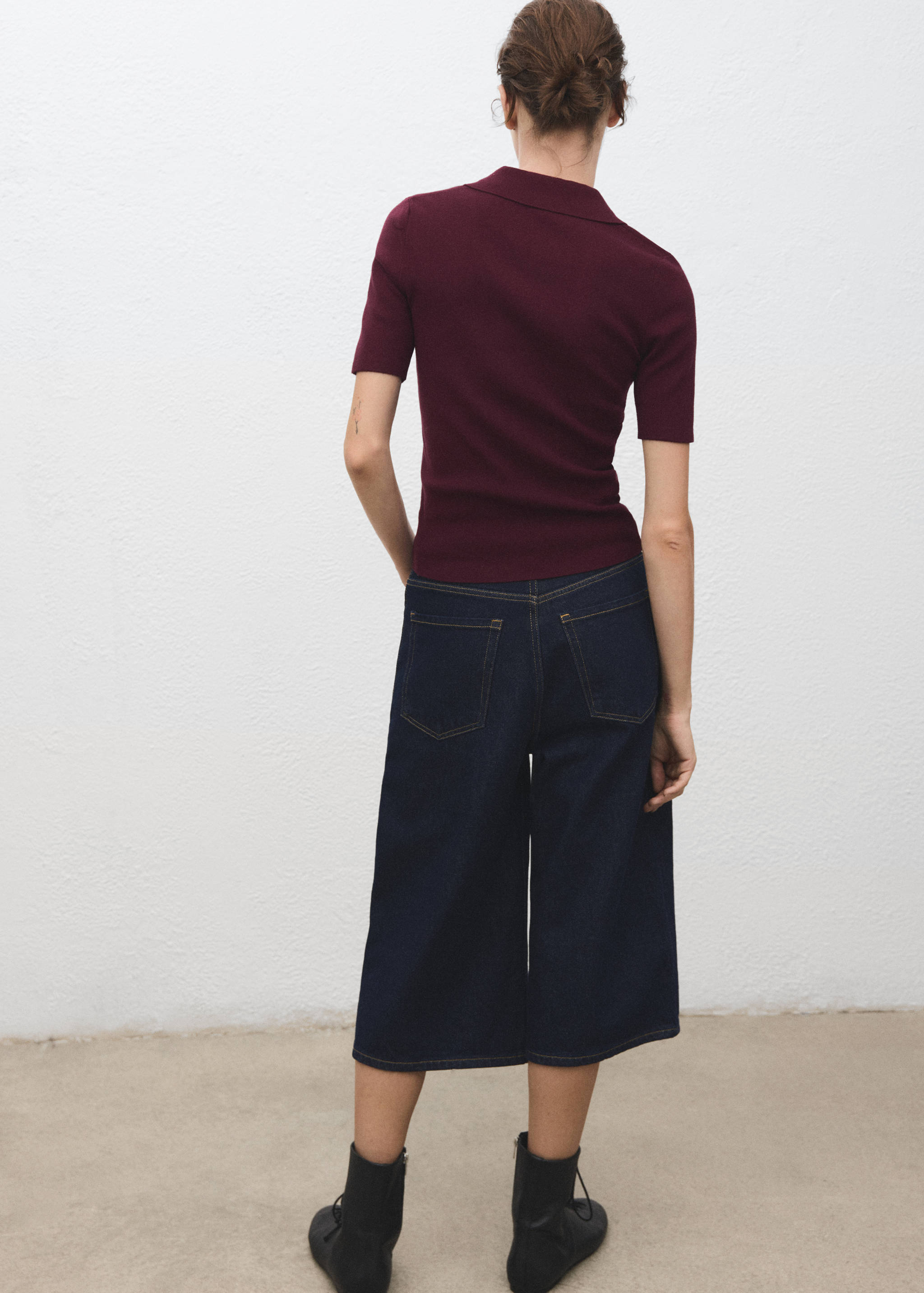 Fine-knit sweater with shirt collar - Reverse of the article