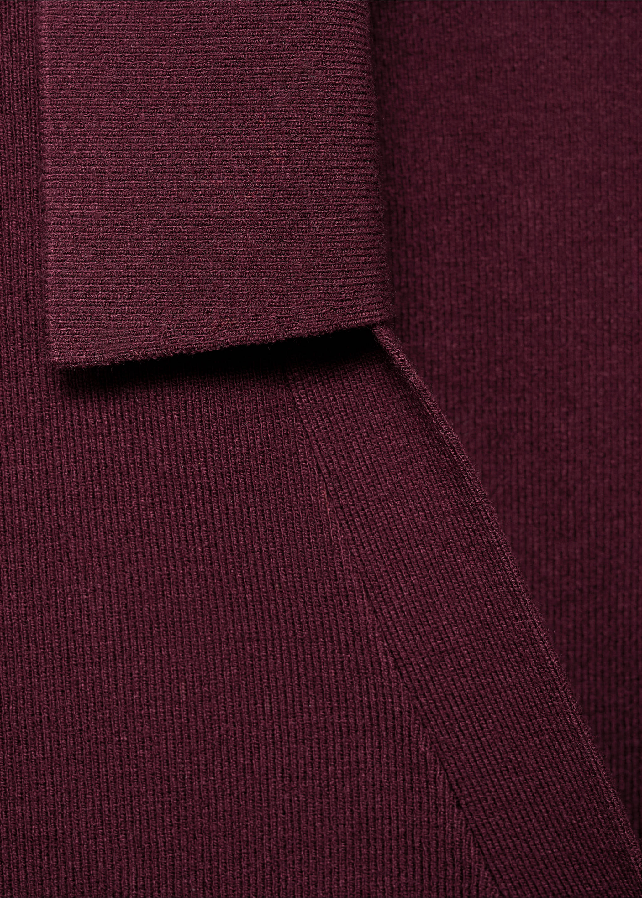 Fine-knit sweater with shirt collar - Details of the article 0, Wine. Ref: 17065981-00.