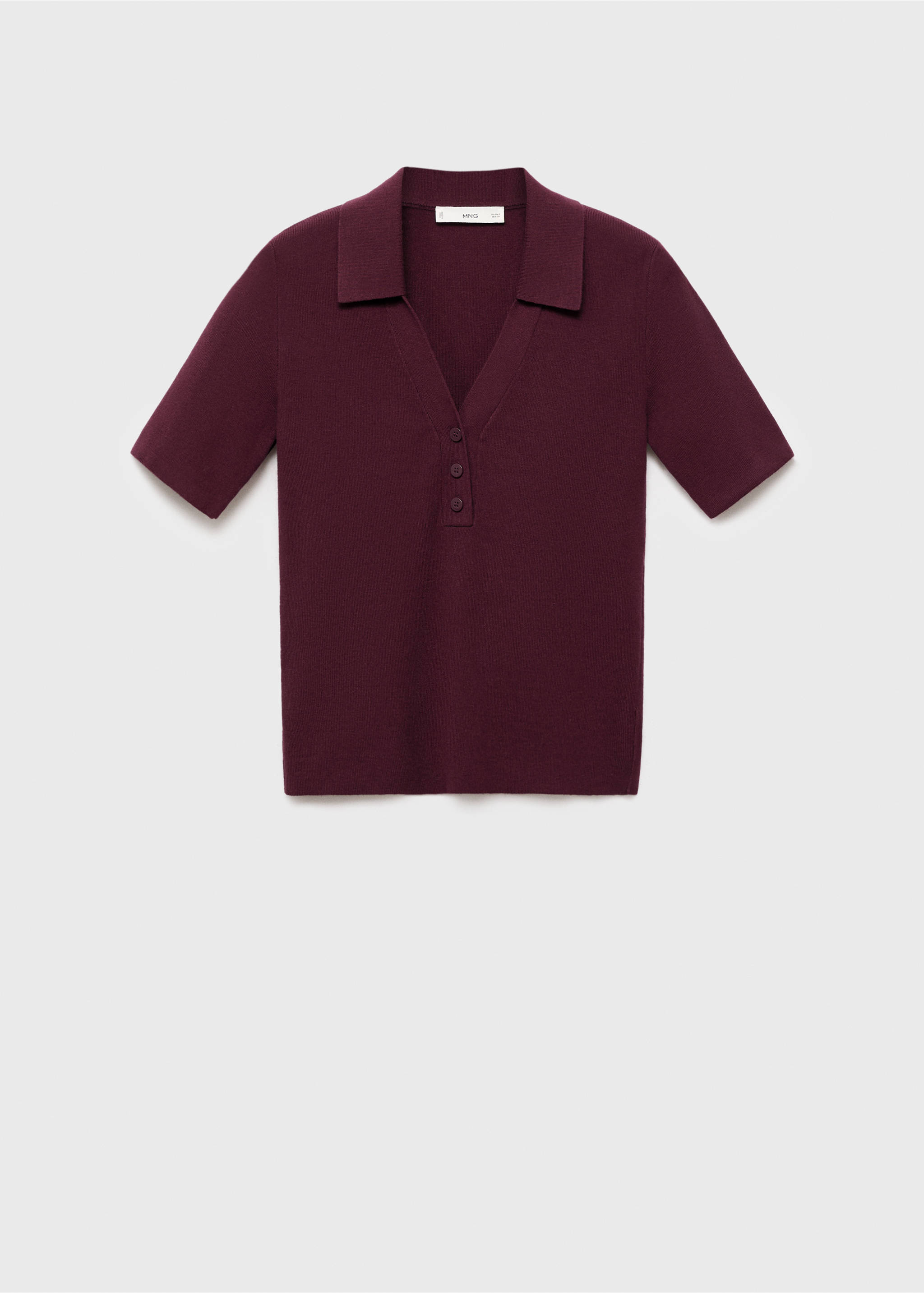 Fine-knit sweater with shirt collar - Article without model, Wine. Ref: 17065981-00.