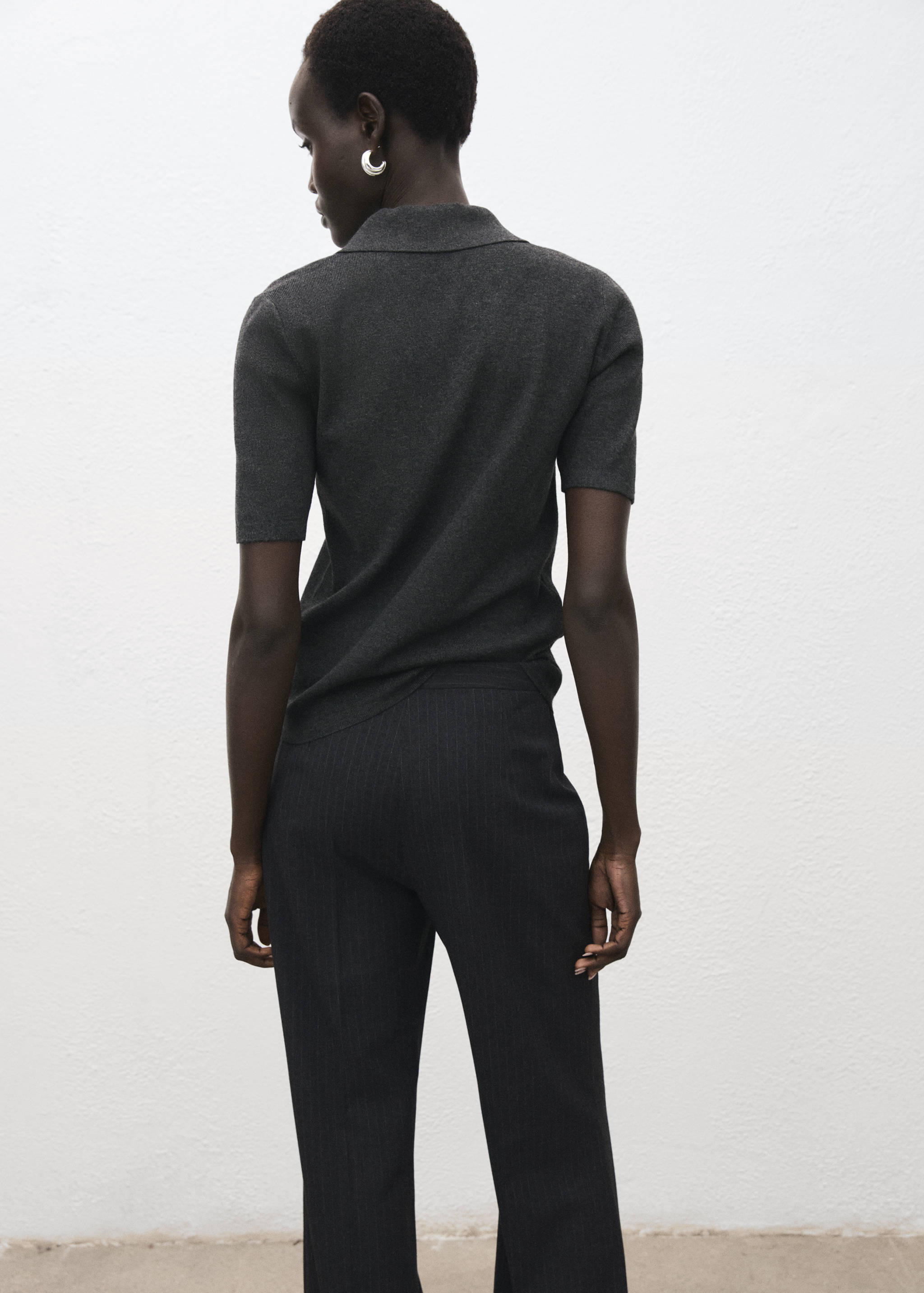 Fine-knit sweater with shirt collar - Reverse of the article