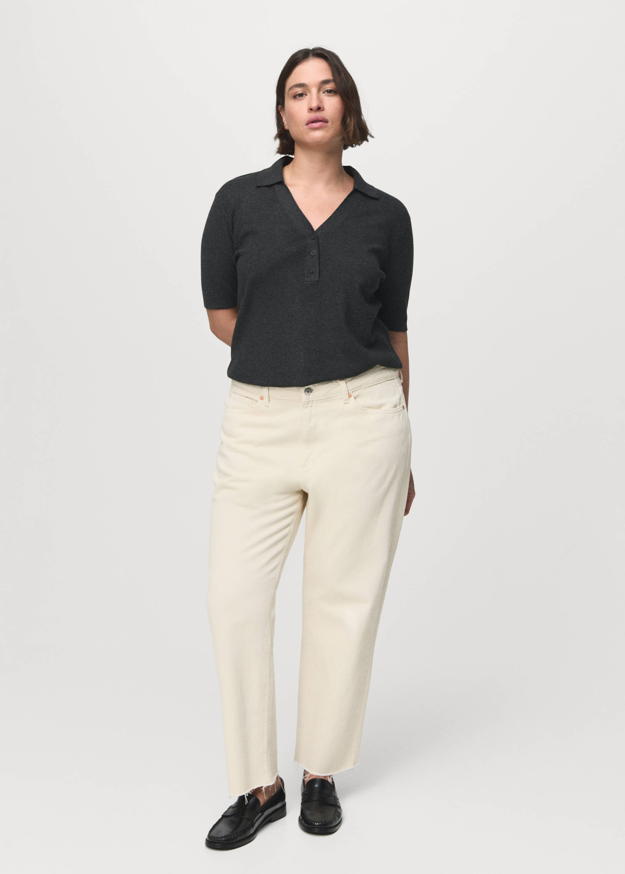 Fine-knit sweater with shirt collar - Details of the article 3