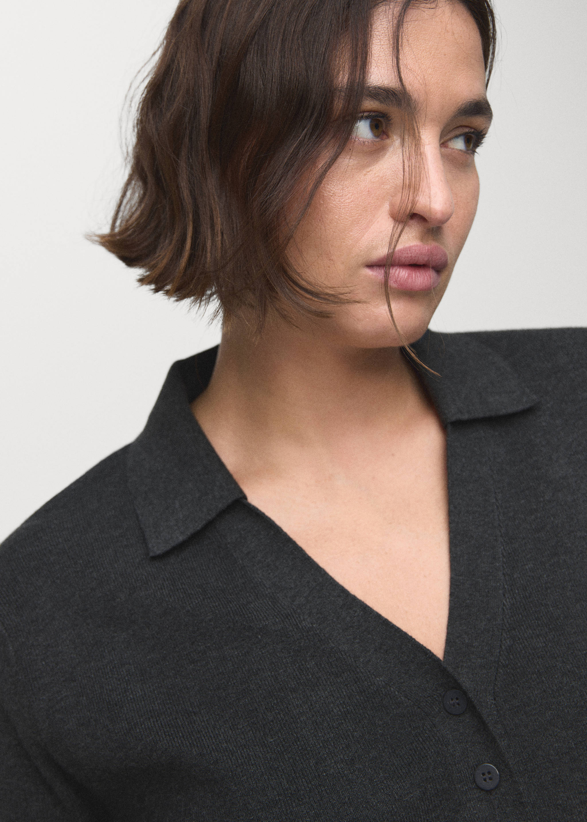 Fine-knit sweater with shirt collar - Details of the article 4