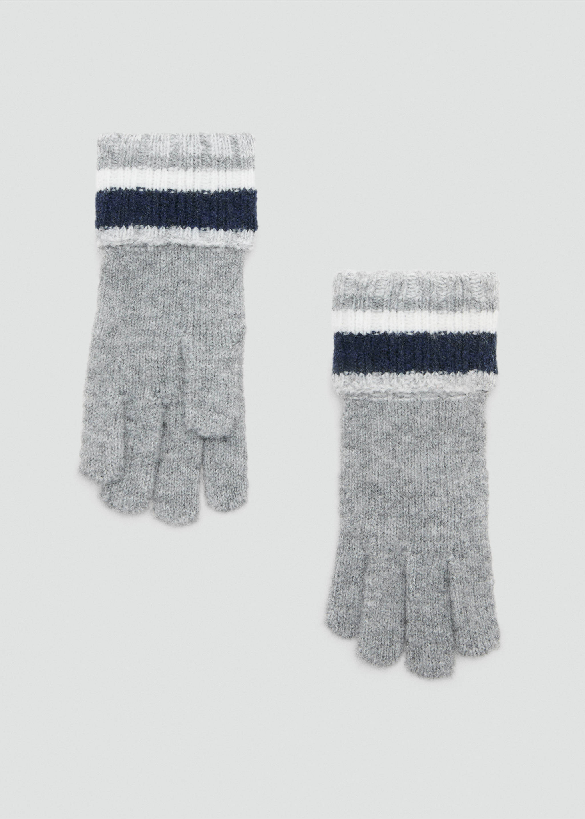 Striped knit gloves - Article without model, Grey. Ref: 17065984-00.