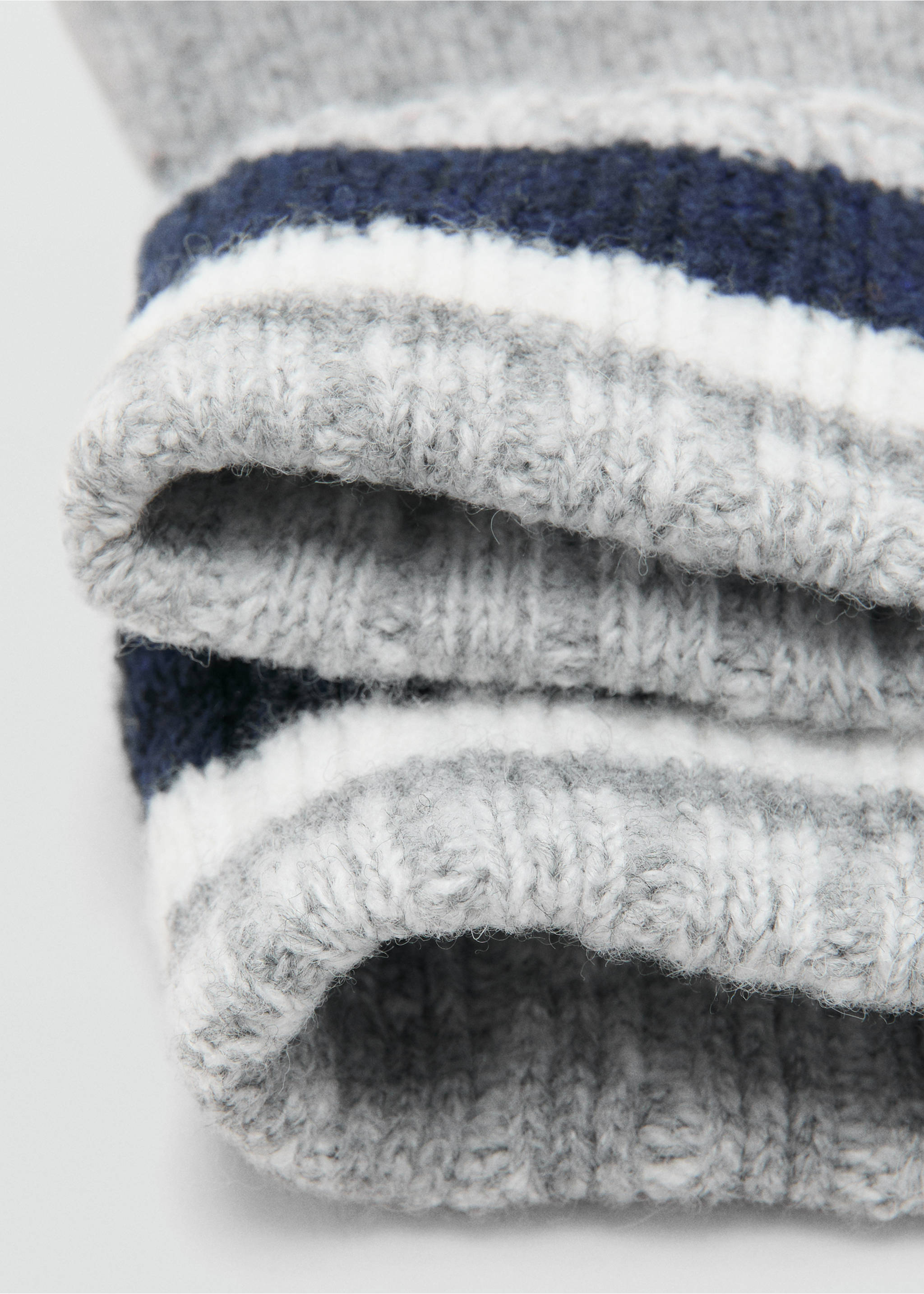 Striped knit gloves - Medium plane, Grey. Ref: 17065984-00.