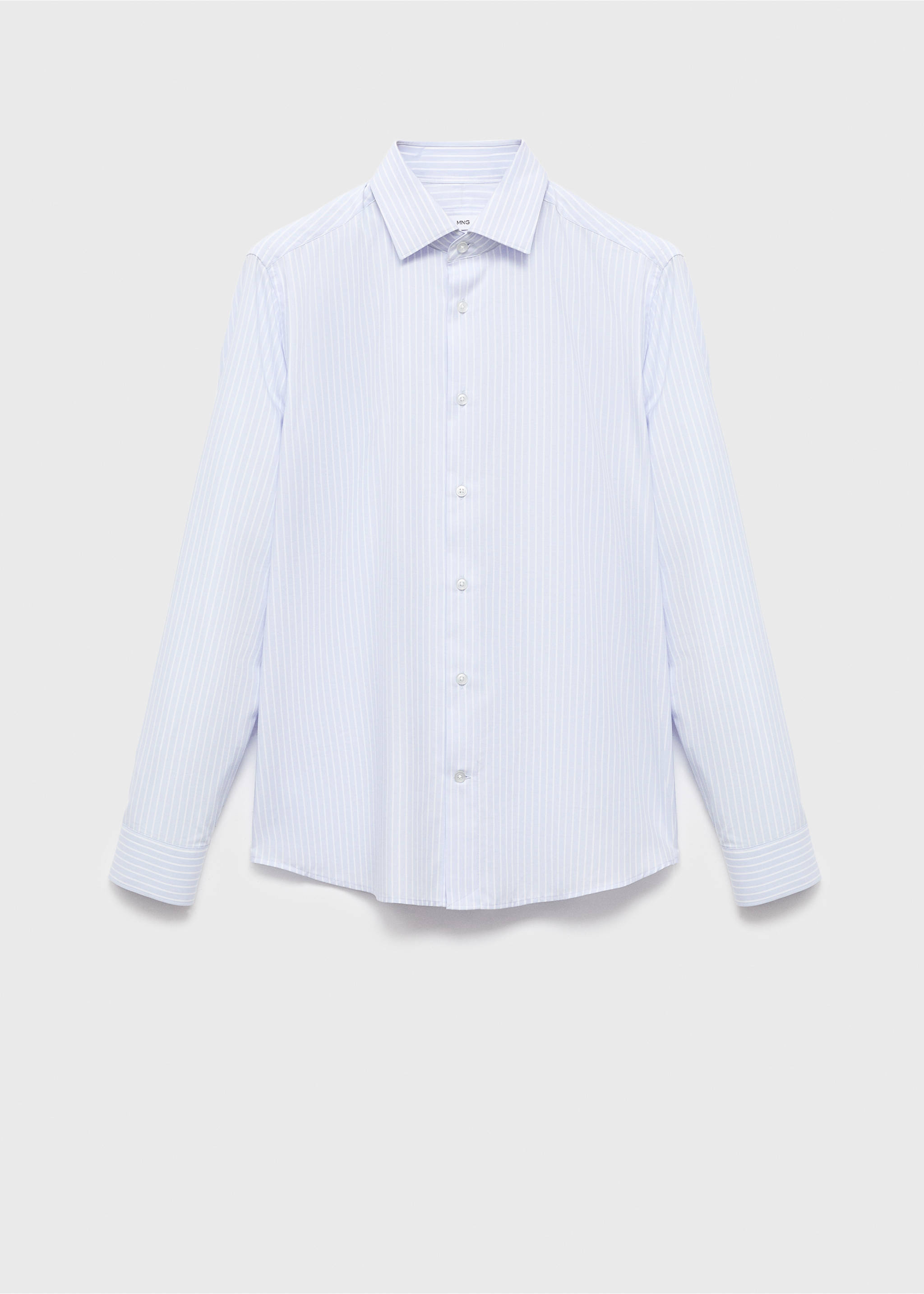 100% cotton striped slim-fit shirt - Article without model, Sky Blue. Ref: 17066000-00.