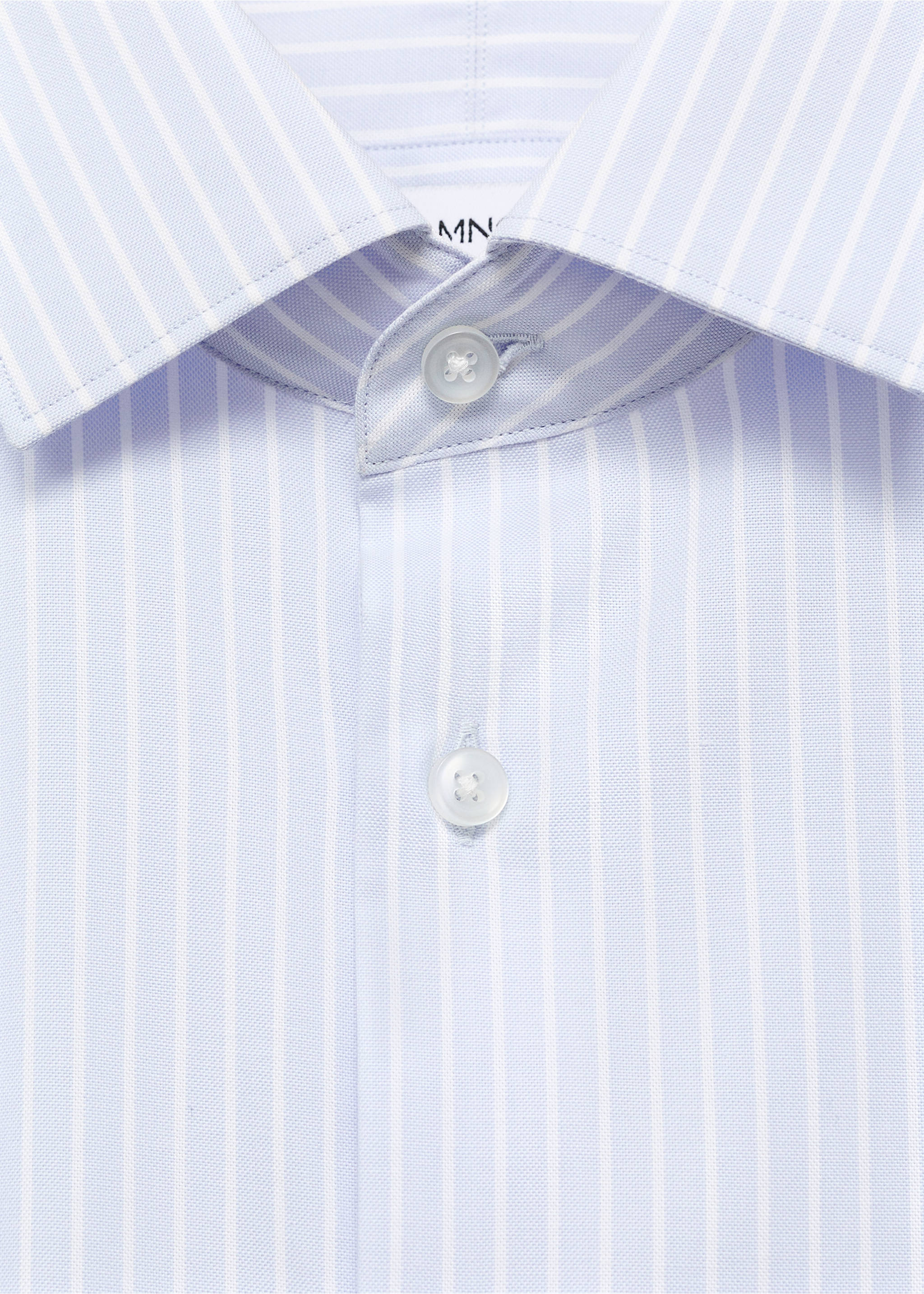 100% cotton striped slim-fit shirt - Details of the article 8, Sky Blue. Ref: 17066000-00.