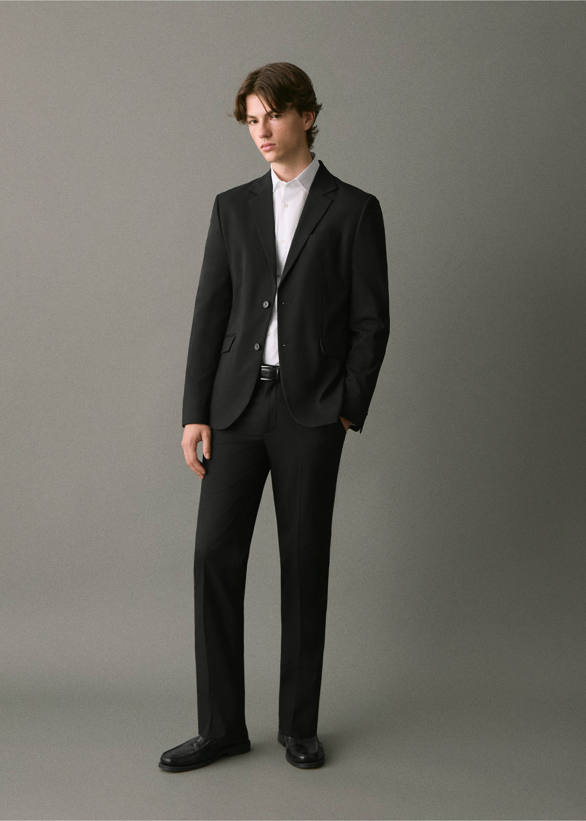 Straight-fit suit jacket - General plane, Black. Ref: 17066327-00.