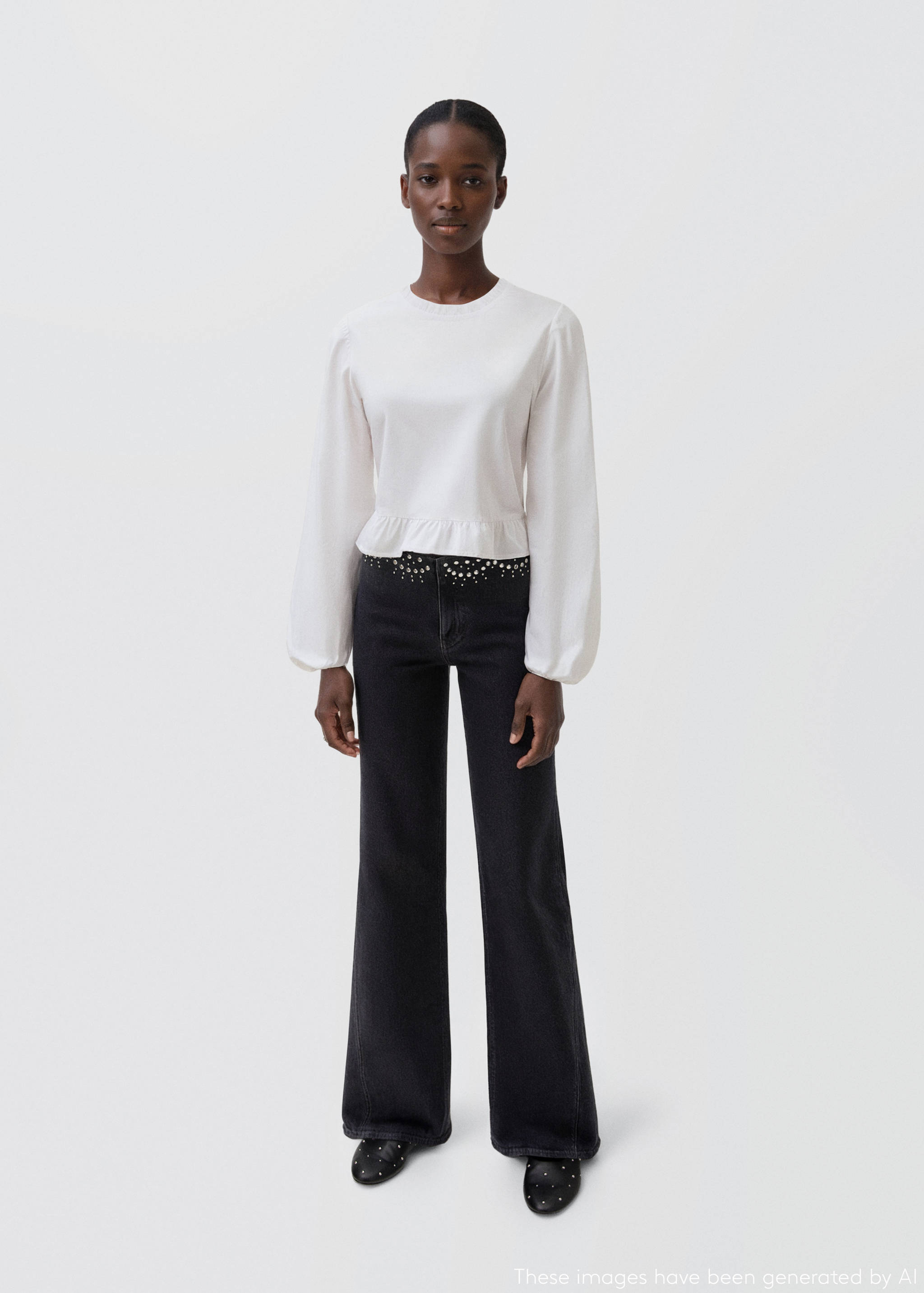 Ruffled cotton blouse - General plane
