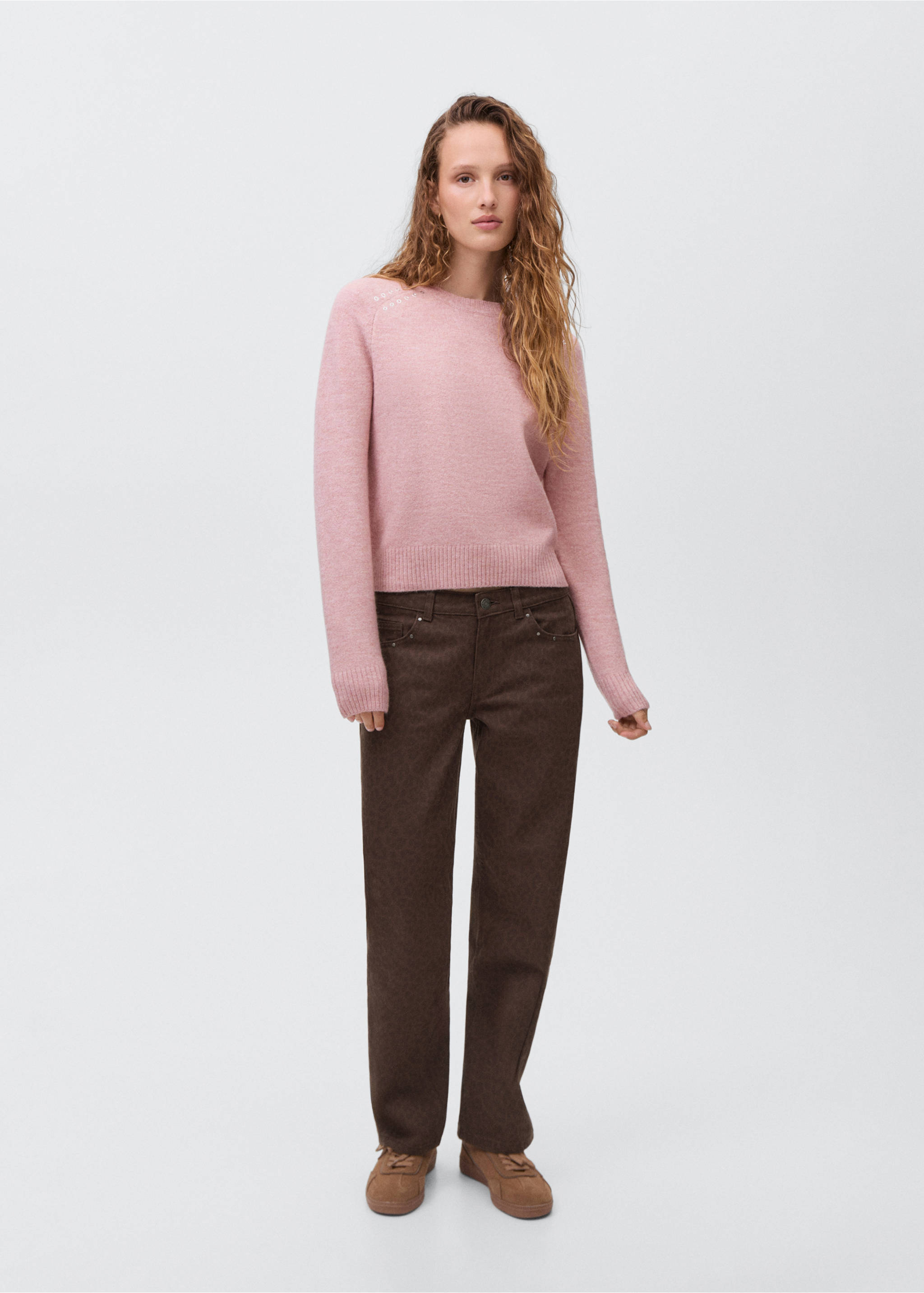 Wide-Leg-Jeans im Leopardenmuster - Allgemeine Ansicht, Schokolade. Ref: 17066335-00.