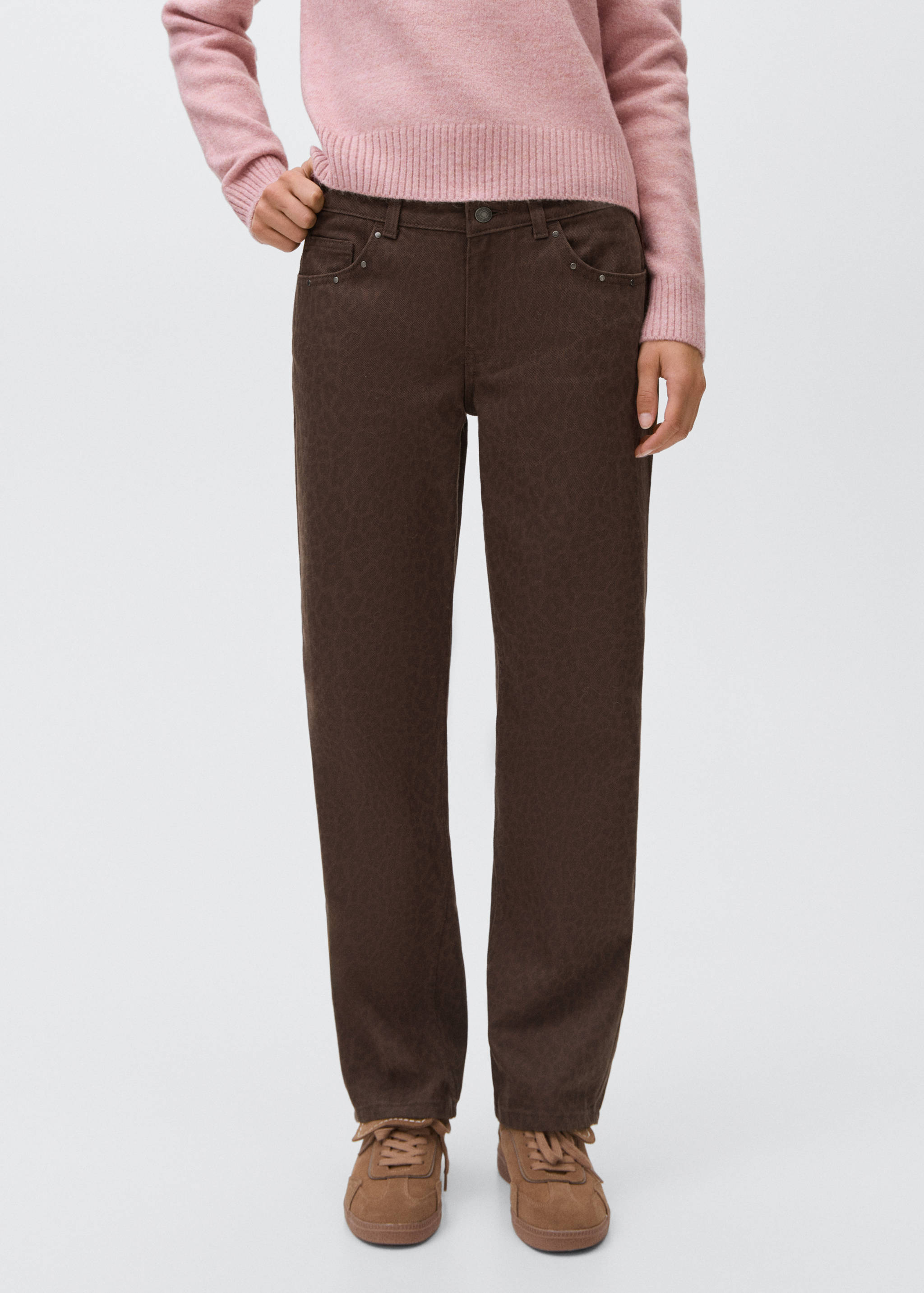 Wide-Leg-Jeans im Leopardenmuster - Mittlere Ansicht