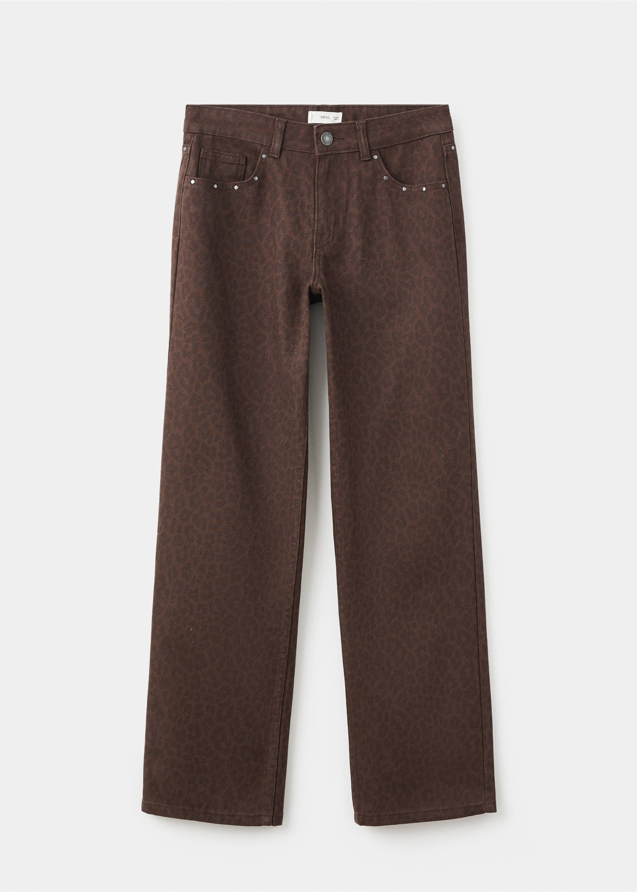 Wide-Leg-Jeans im Leopardenmuster - Artikel ohne Model, Schokolade. Ref: 17066335-00.