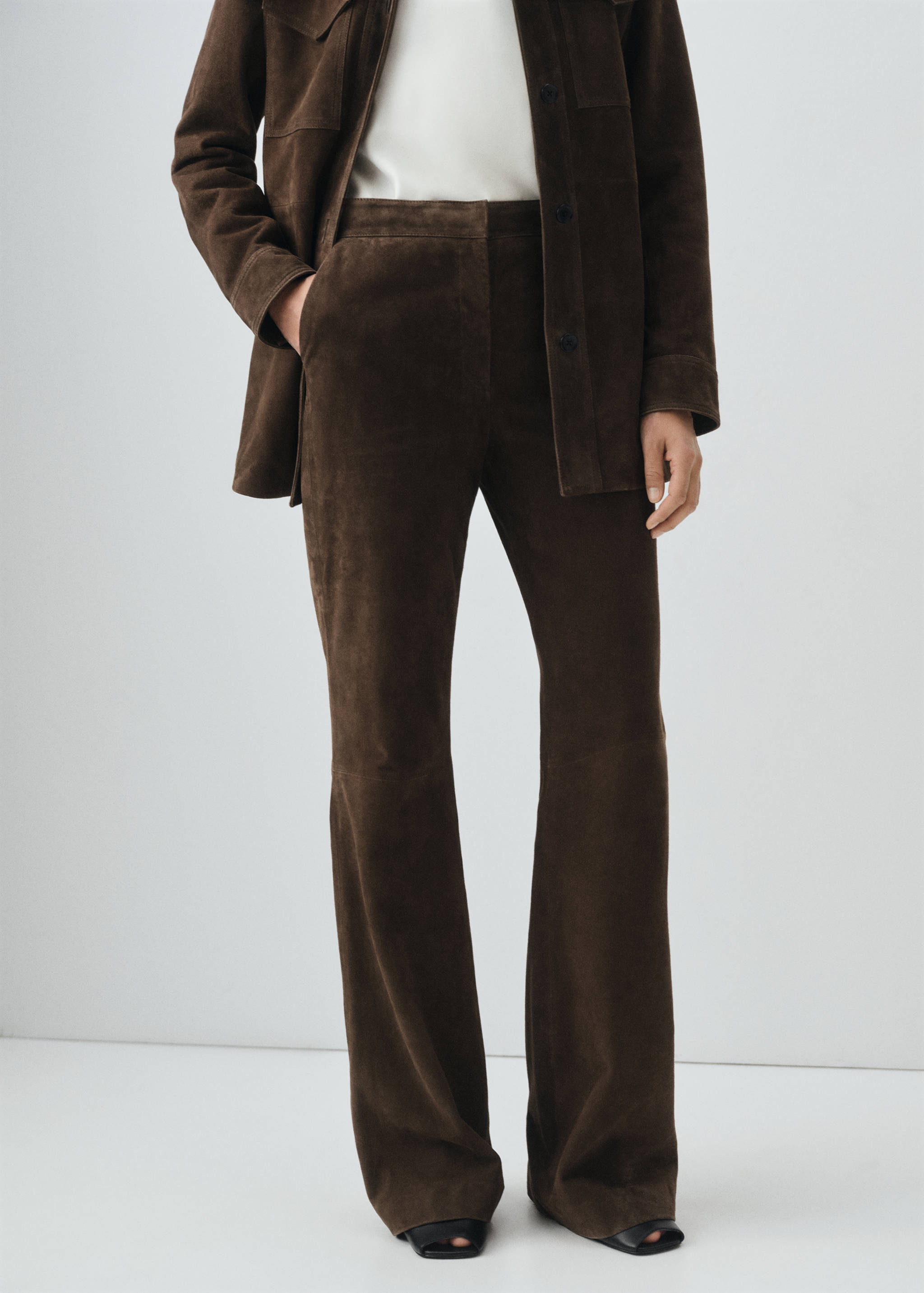100% suede flared trousers - Medium plane