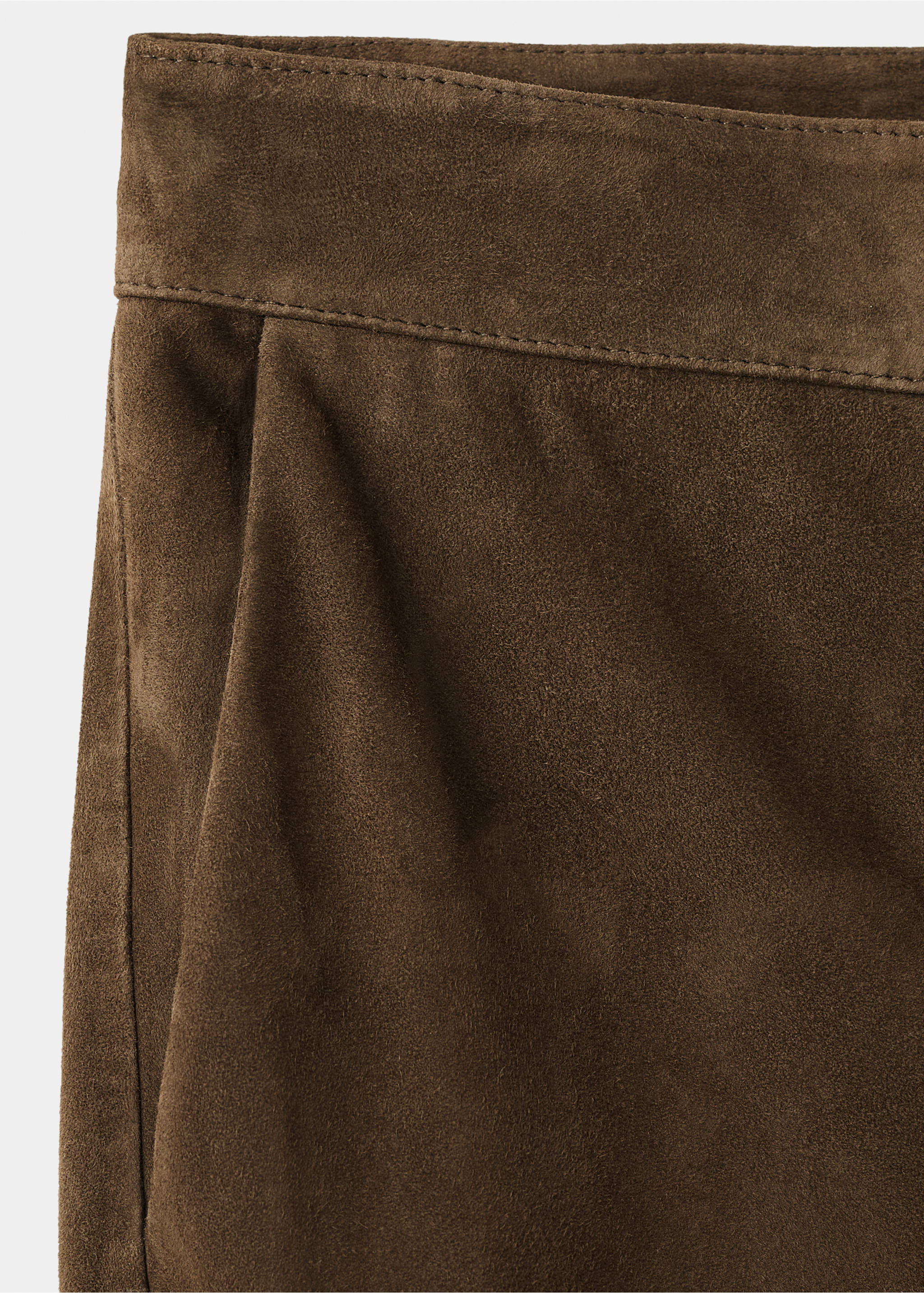 100% suede flared trousers - Details of the article 0, Khaki. Ref: 17066344-00.