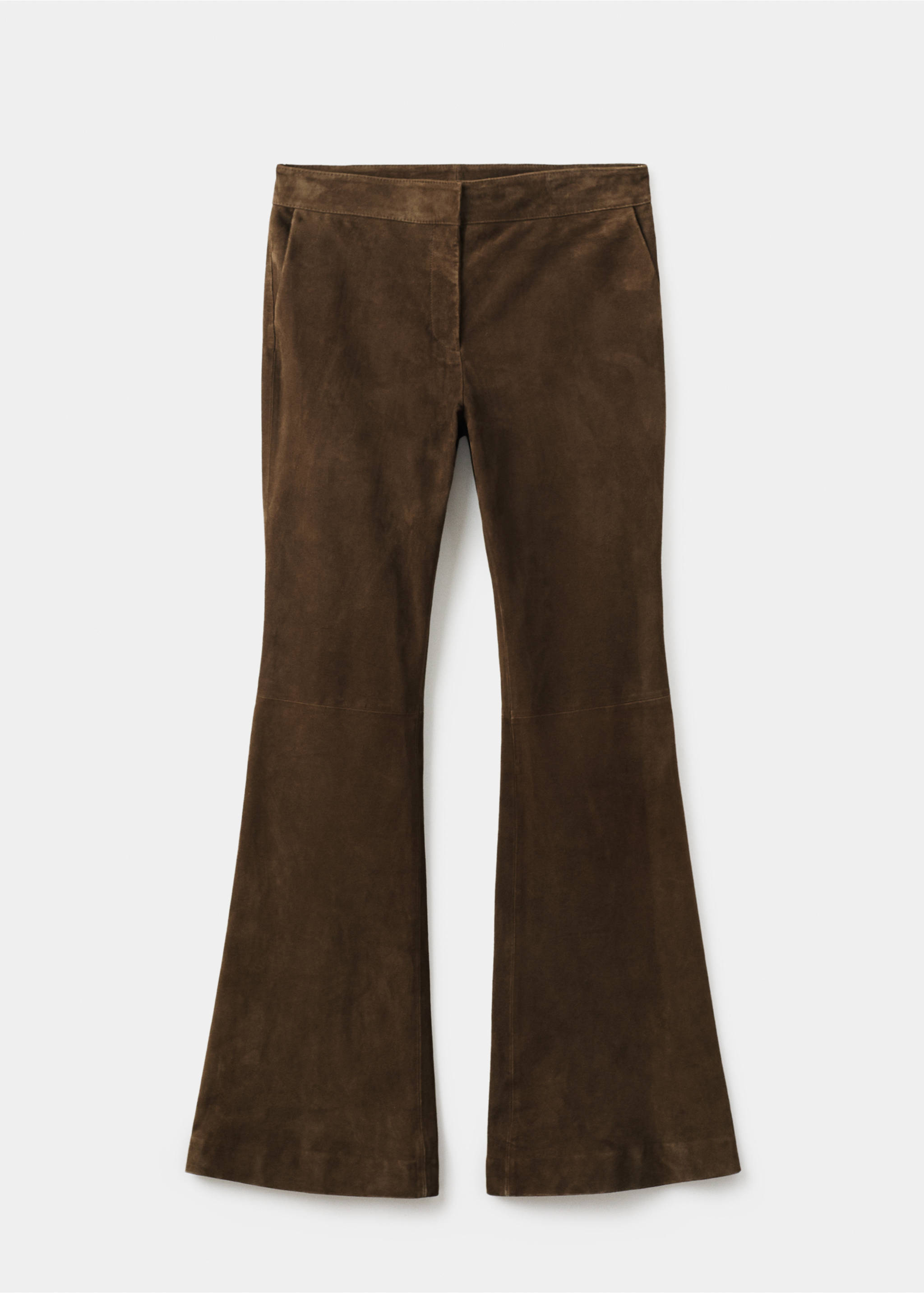100% suede flared trousers - Article without model, Khaki. Ref: 17066344-00.