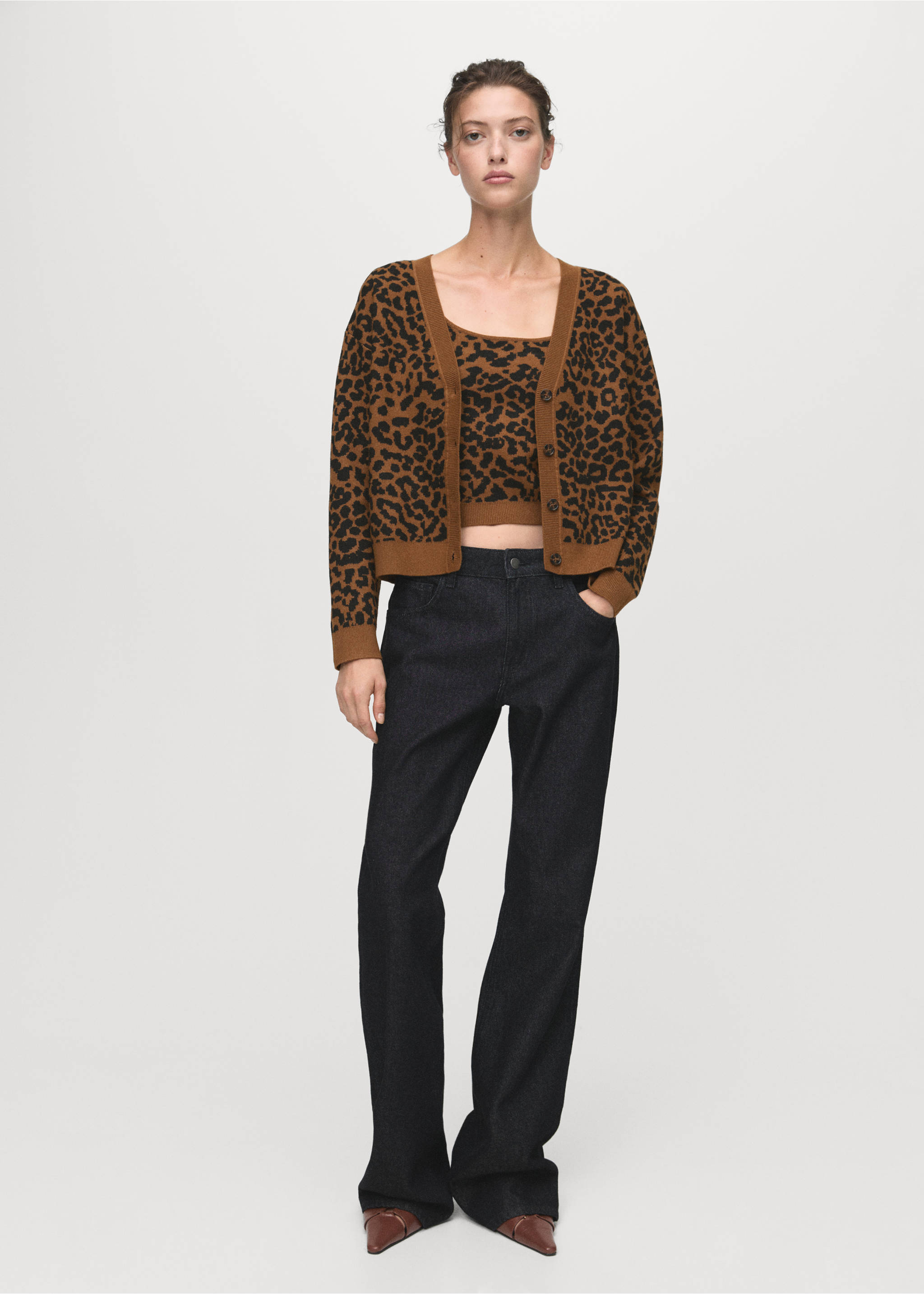 Leopard-print knitted top - General plane, Medium Brown. Ref: 17066346-00.