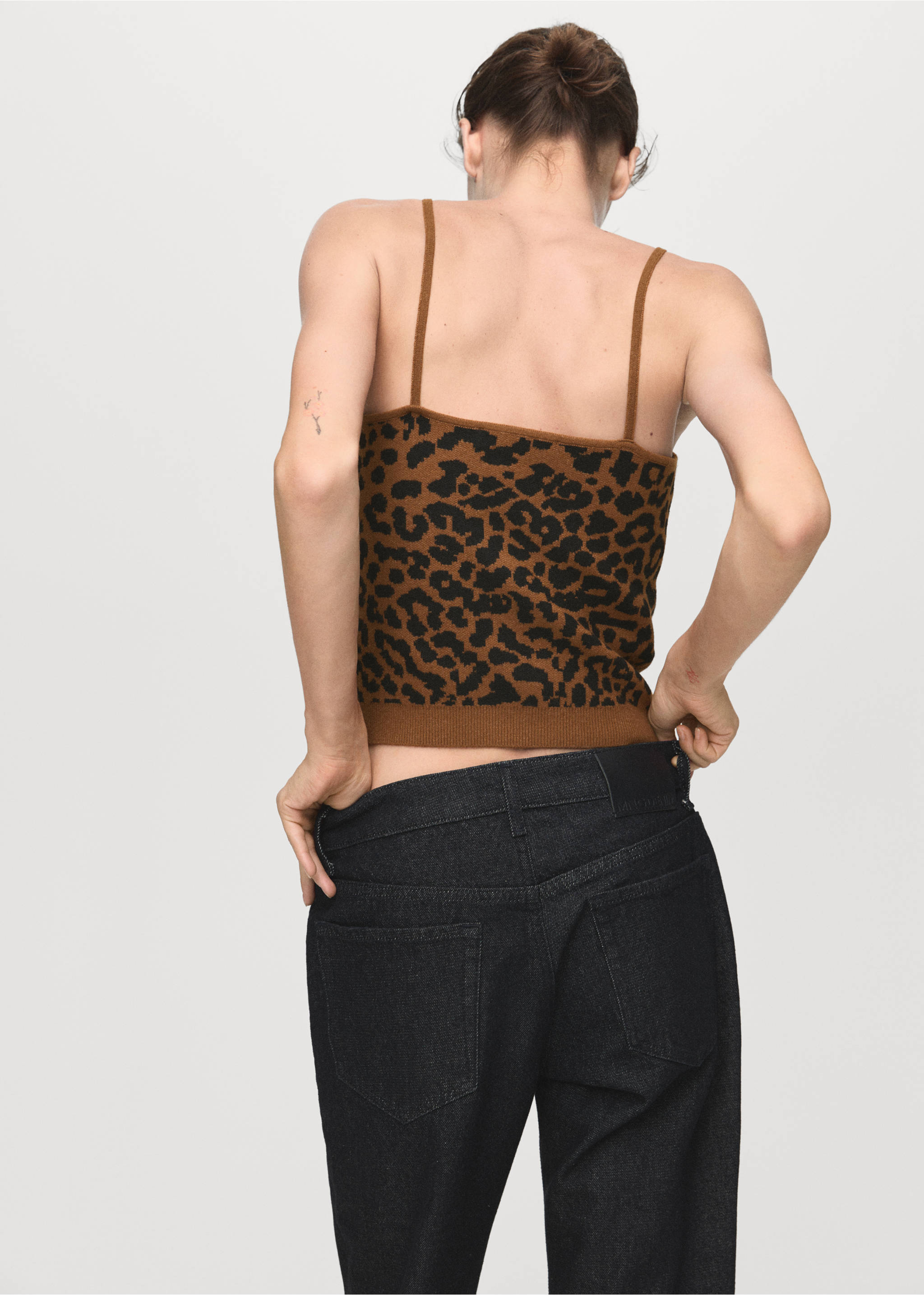 Leopard-print knitted top - Reverse of the article, Medium Brown. Ref: 17066346-00.