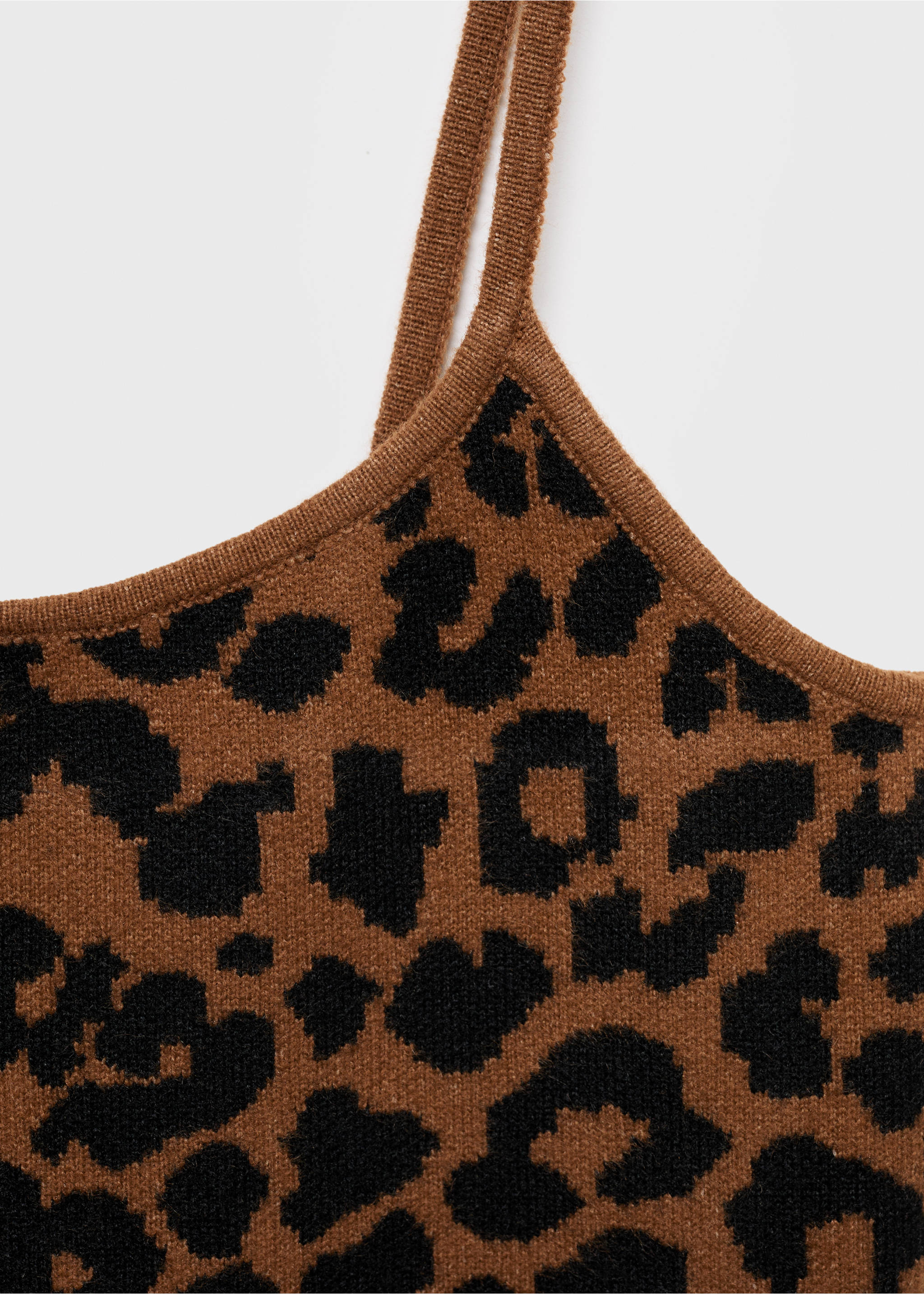 Leopard-print knitted top - Details of the article 8, Medium Brown. Ref: 17066346-00.