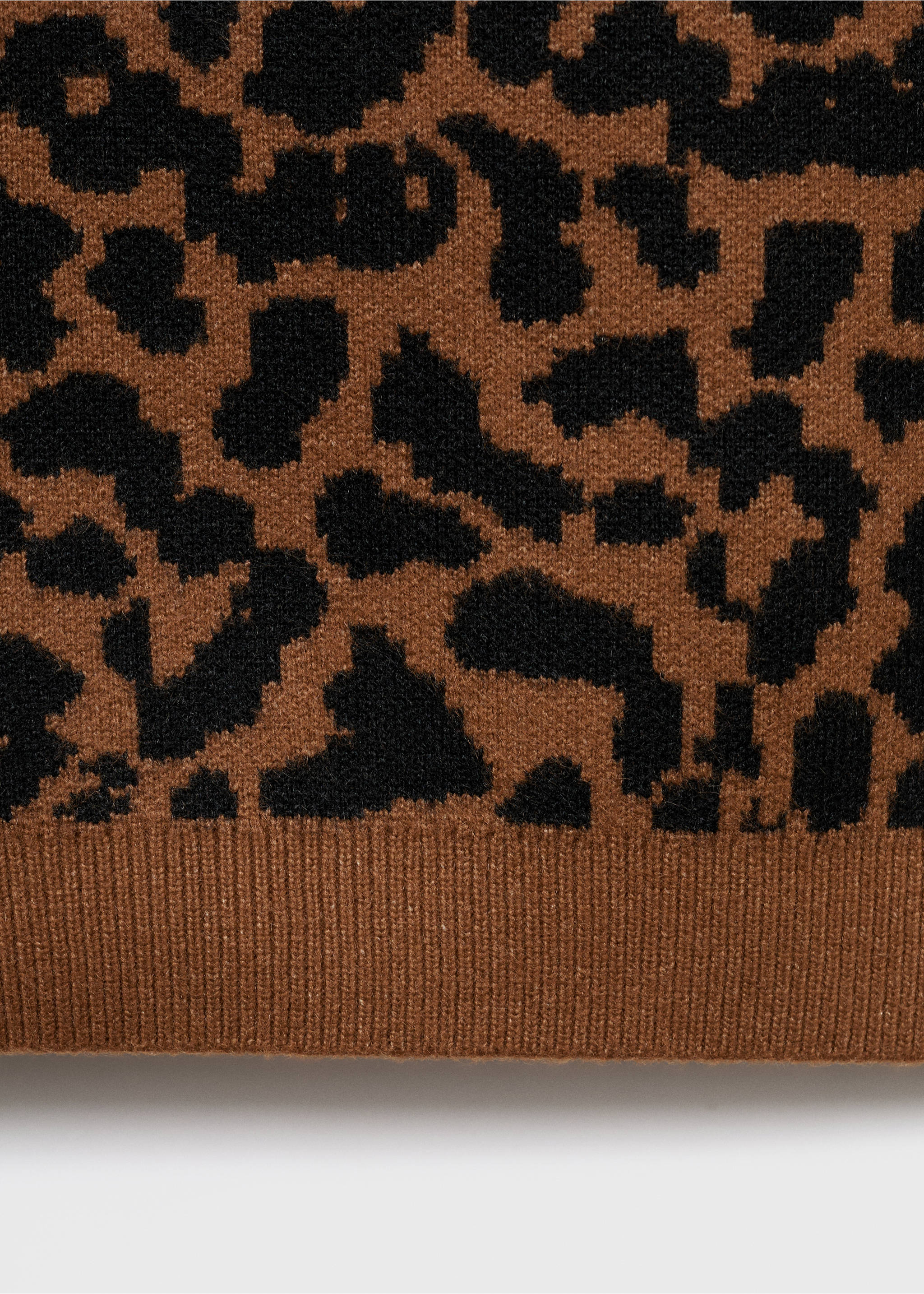 Leopard-print knitted top - Details of the article 0, Medium Brown. Ref: 17066346-00.