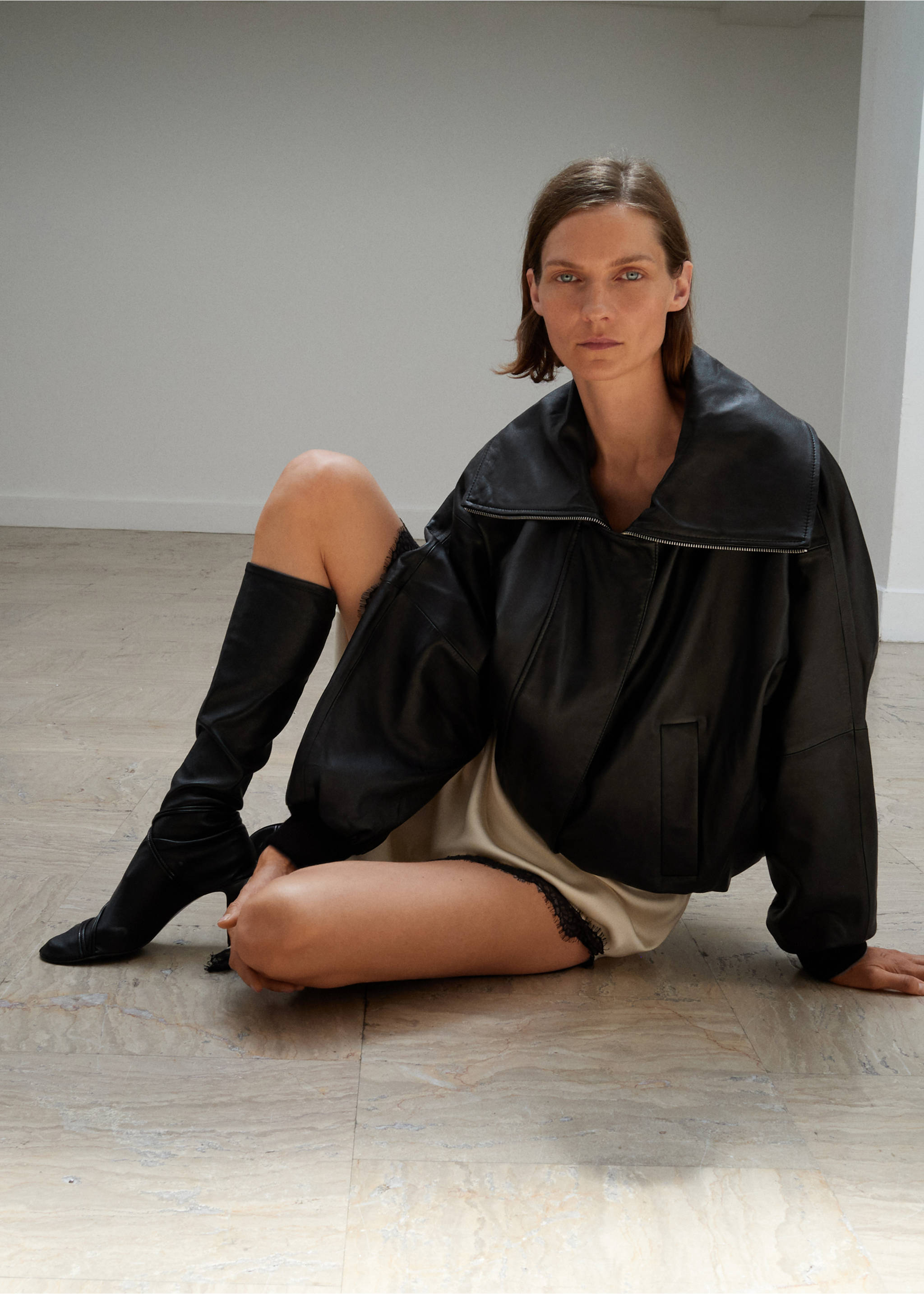 High leather boots with straps - General plane, Black. Ref: 17066355-00.