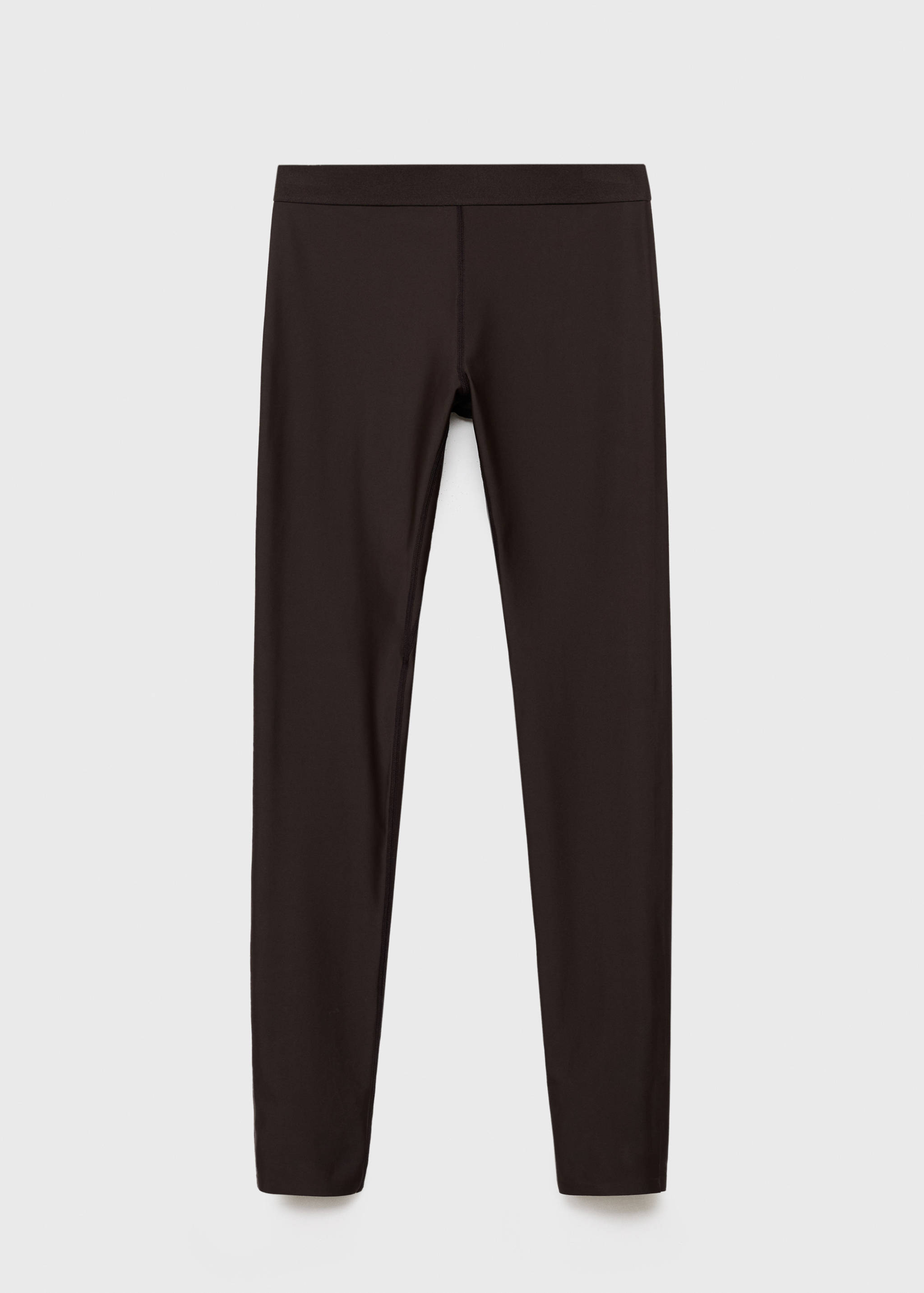 Dark brown women's fitted leggings with an elastic waistband.