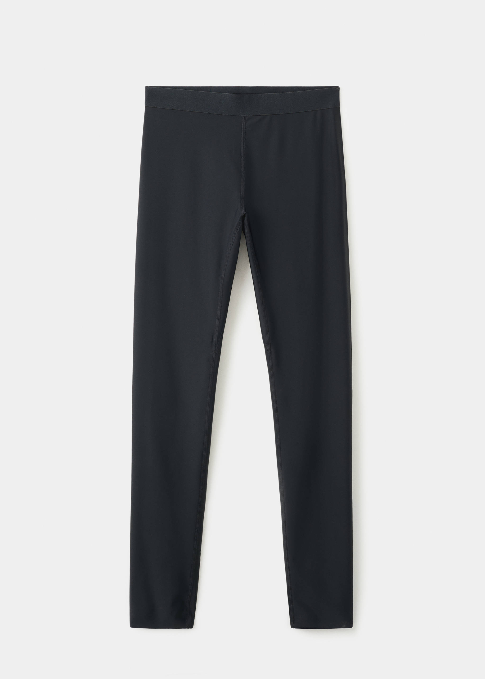 Plain black leggings with a fitted silhouette.