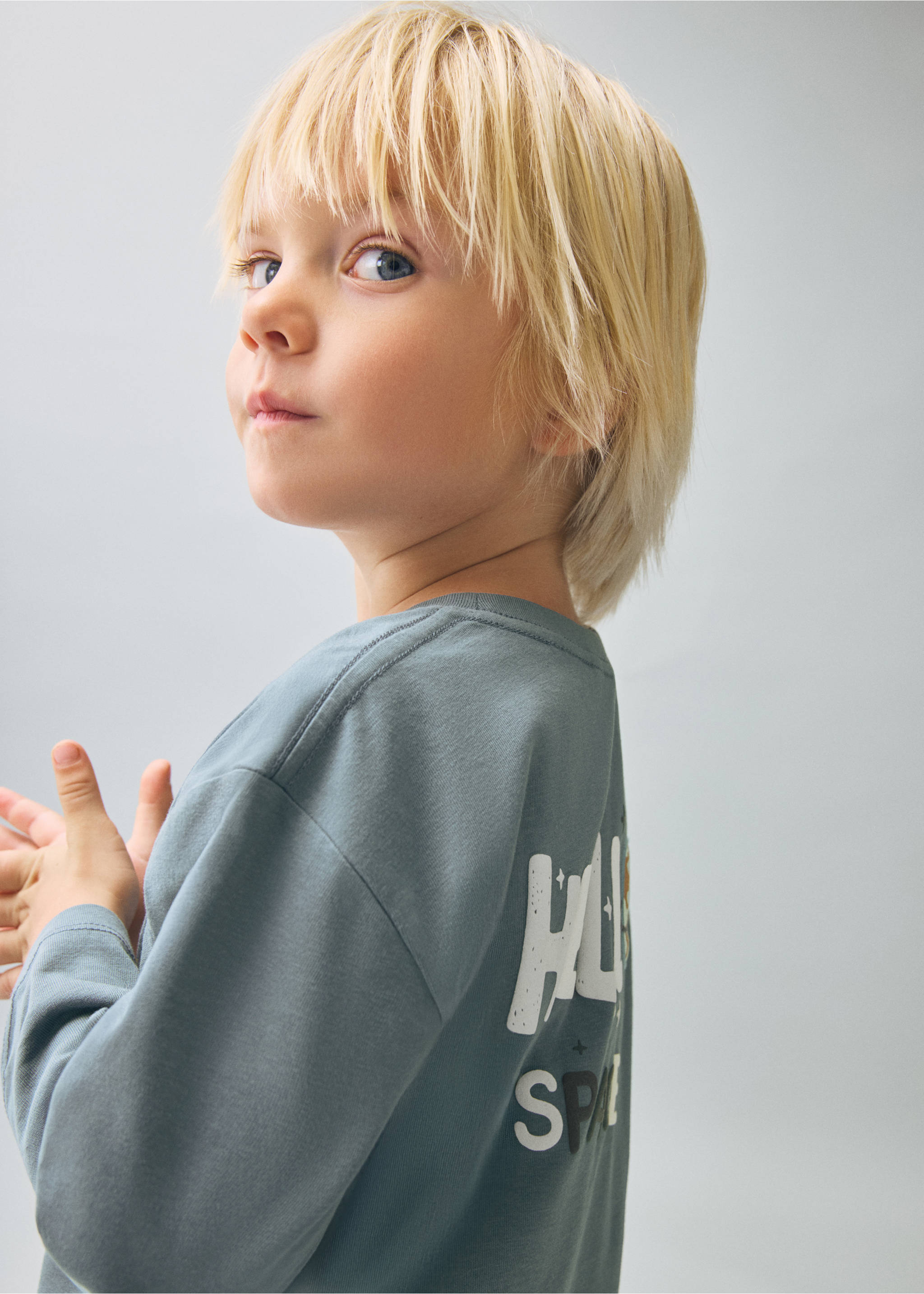 Printed cotton-blend T-shirt - Details of the article 1, Aqua Green. Ref: 17066725-00.