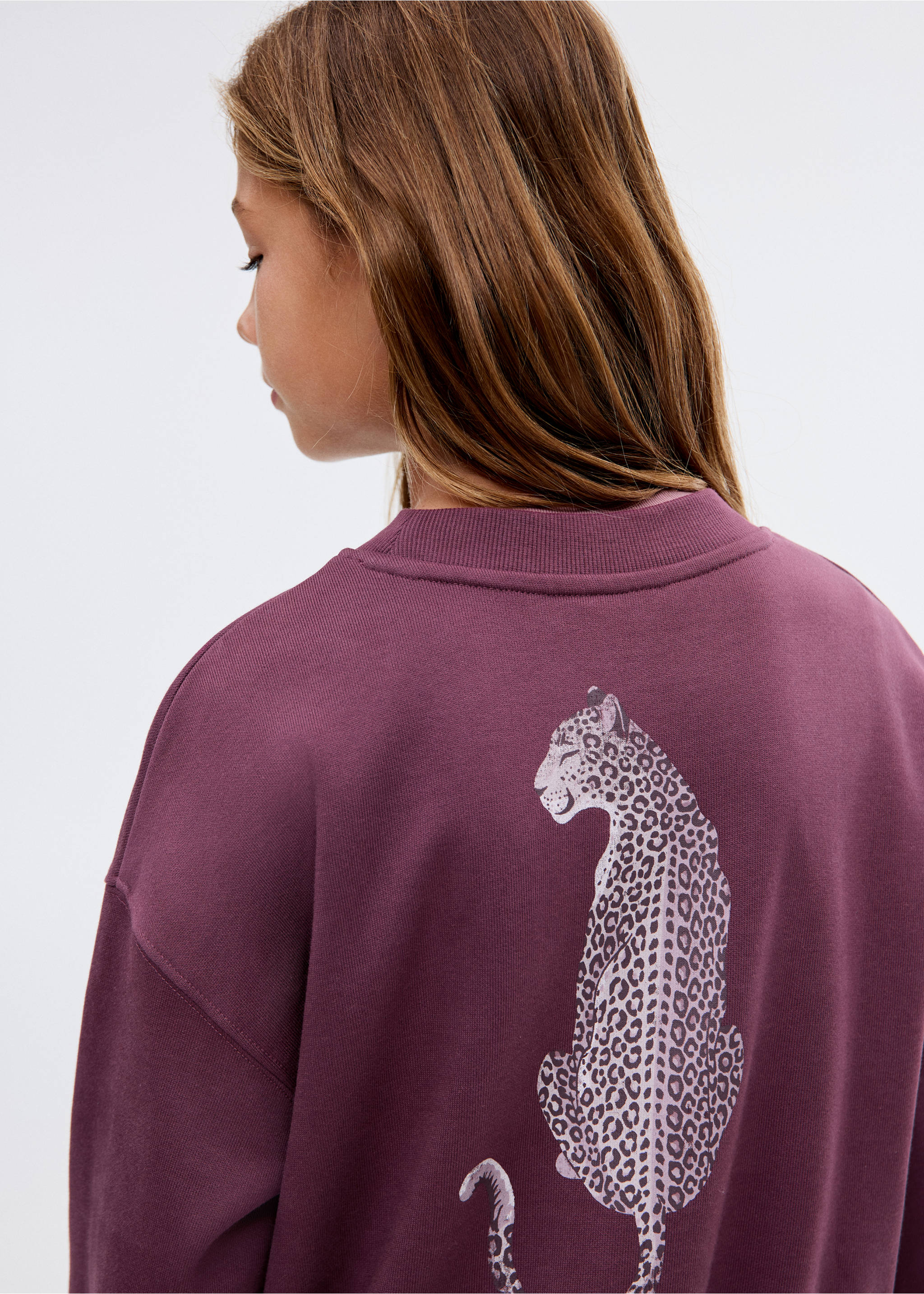 Sudadera algodón estampada - Plano medio, Granate. Ref: 17066727-00.