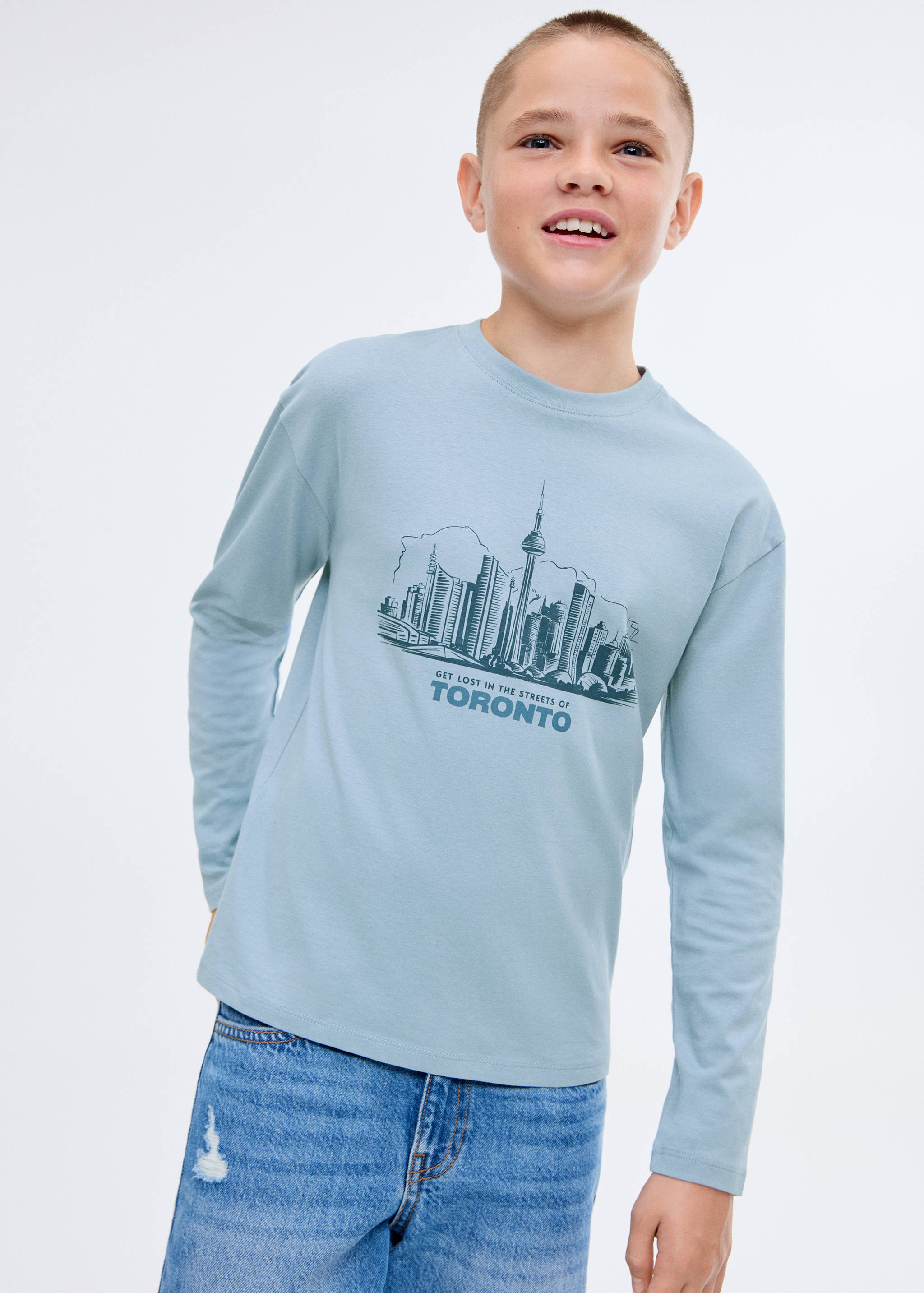 T-shirt manches longues imprimé - Plan moyen