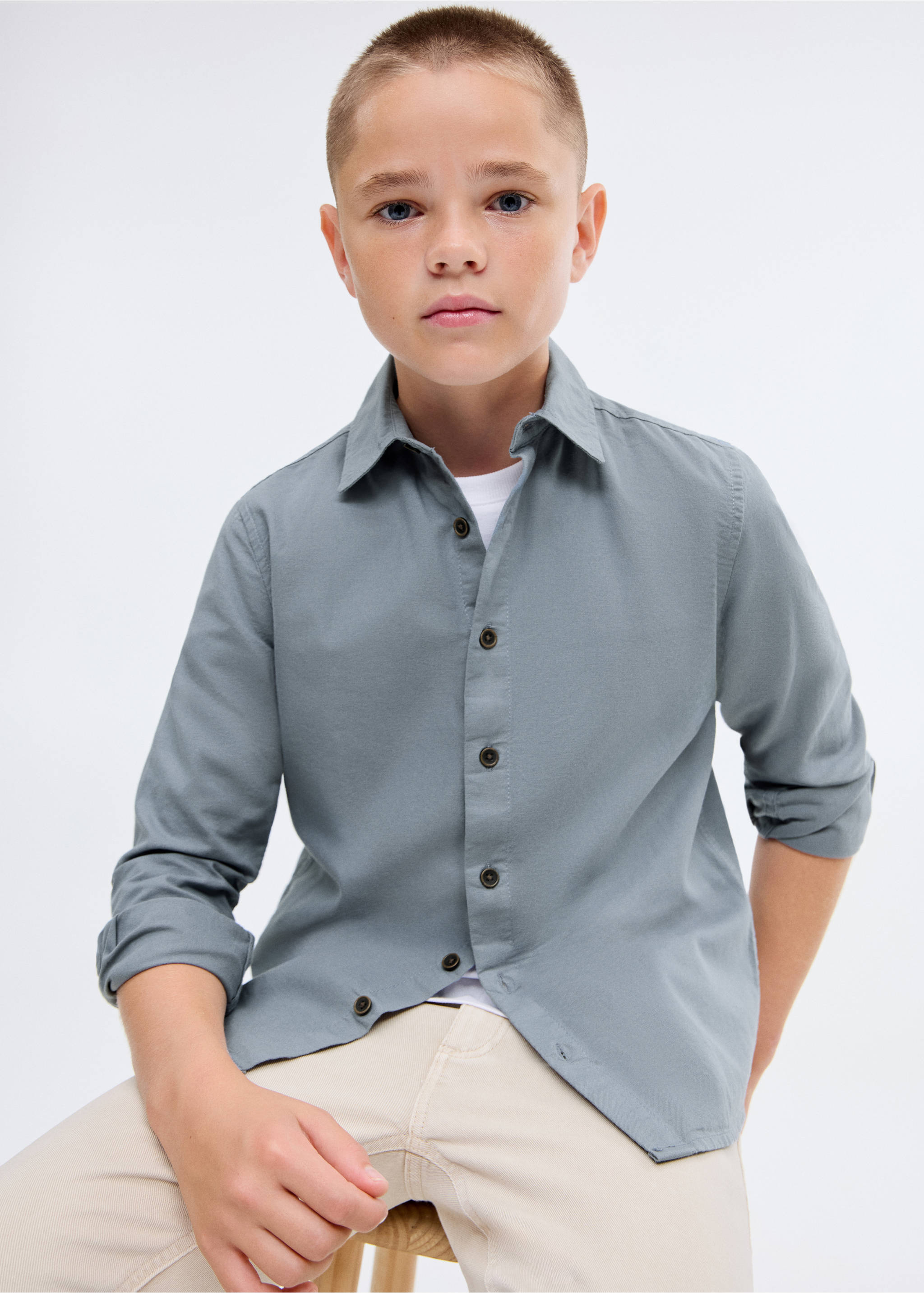 Cotton shirt - Medium plane, Turquoise. Ref: 17066732-00.